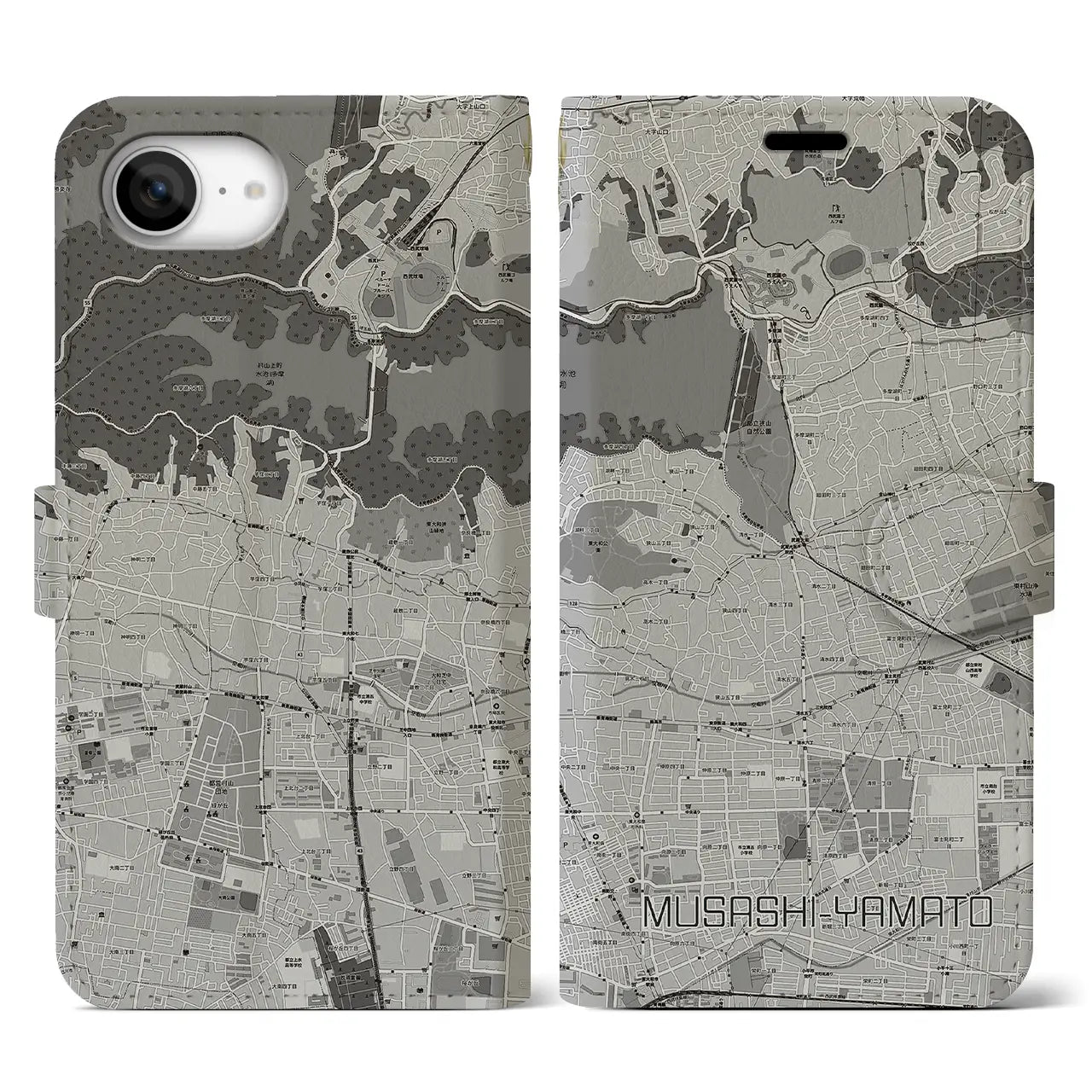 【武蔵大和(東京都)】地図柄iPhoneケース(手帳タイプ)