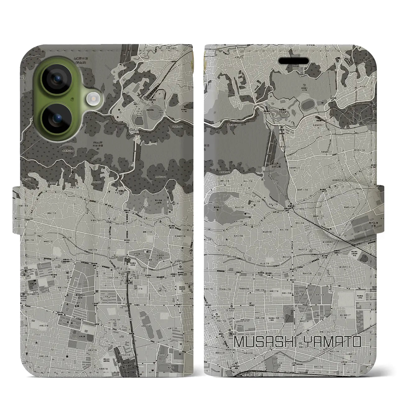 【武蔵大和(東京都)】地図柄iPhoneケース(手帳タイプ)