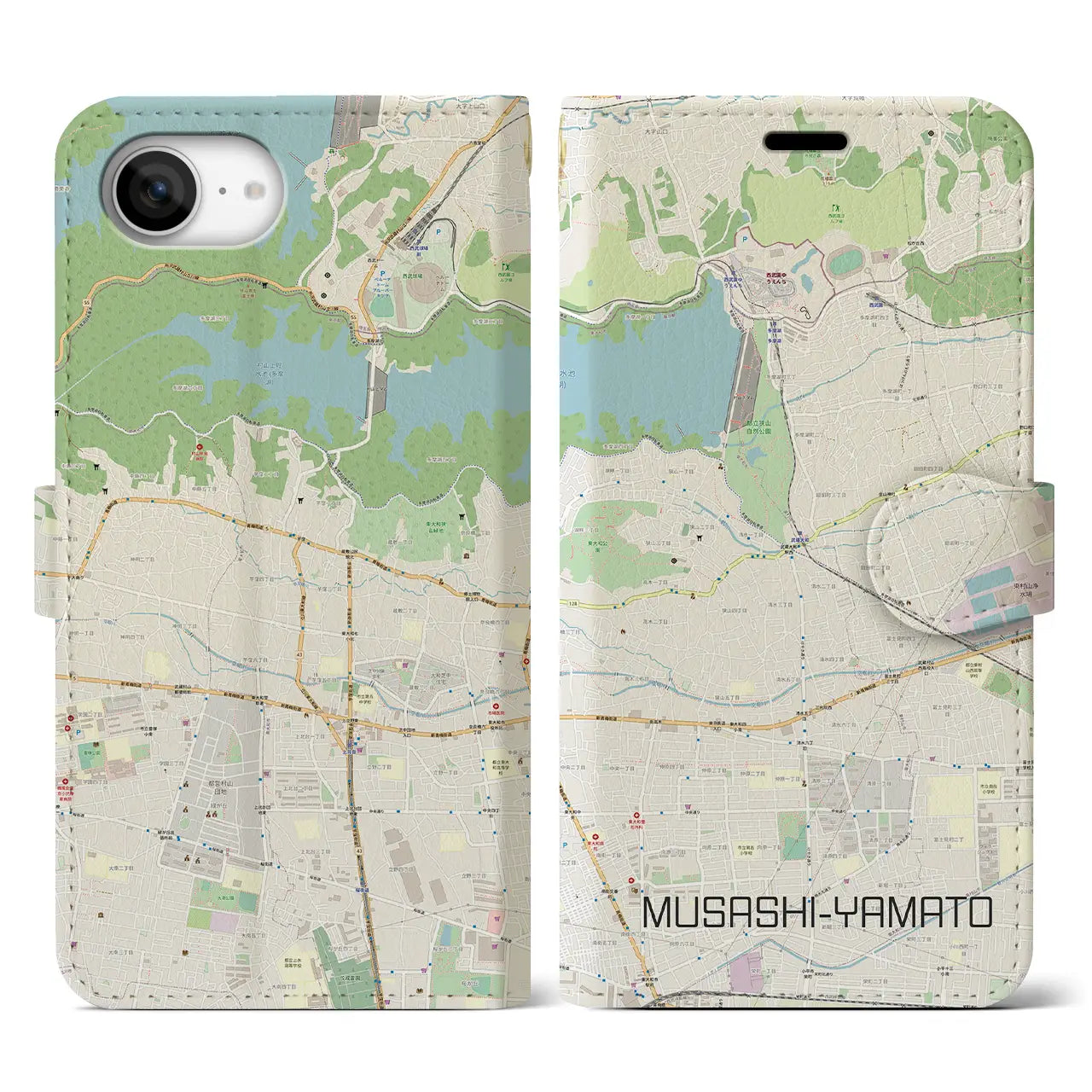 【武蔵大和(東京都)】地図柄iPhoneケース(手帳タイプ)