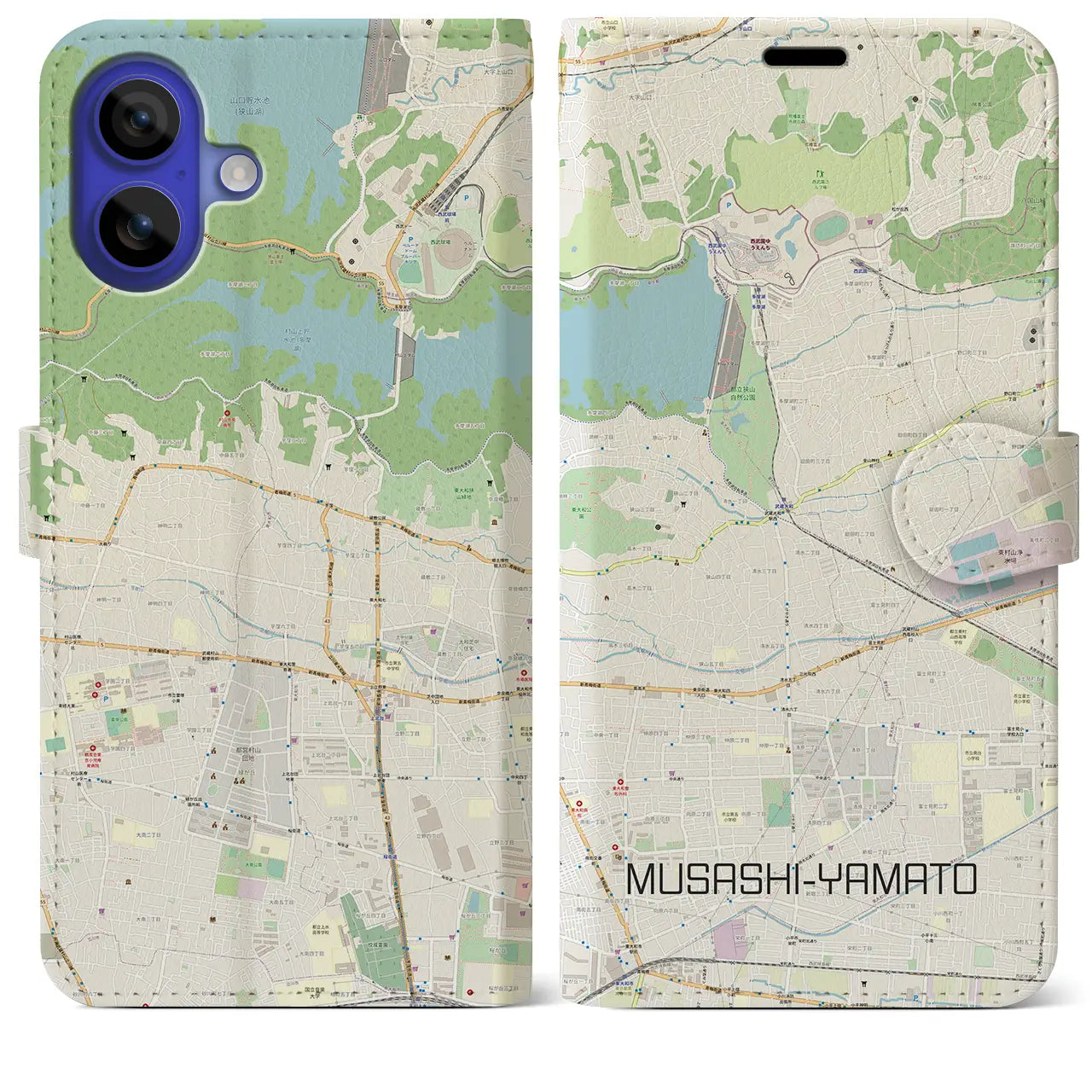 【武蔵大和(東京都)】地図柄iPhoneケース(手帳タイプ)