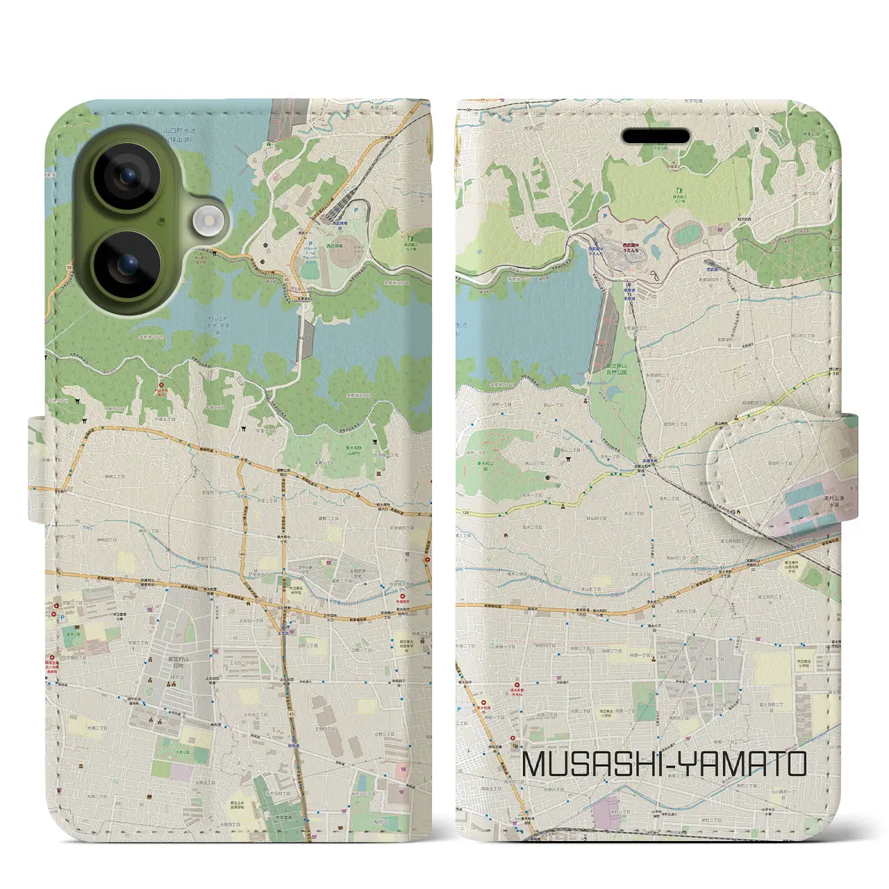 【武蔵大和(東京都)】地図柄iPhoneケース(手帳タイプ)