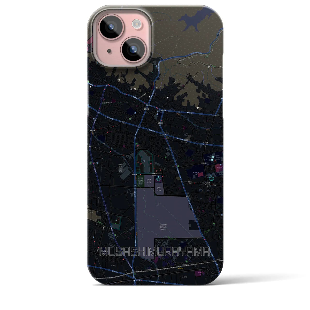 【武蔵村山(東京都)】地図柄iPhoneケース(バックカバータイプ)