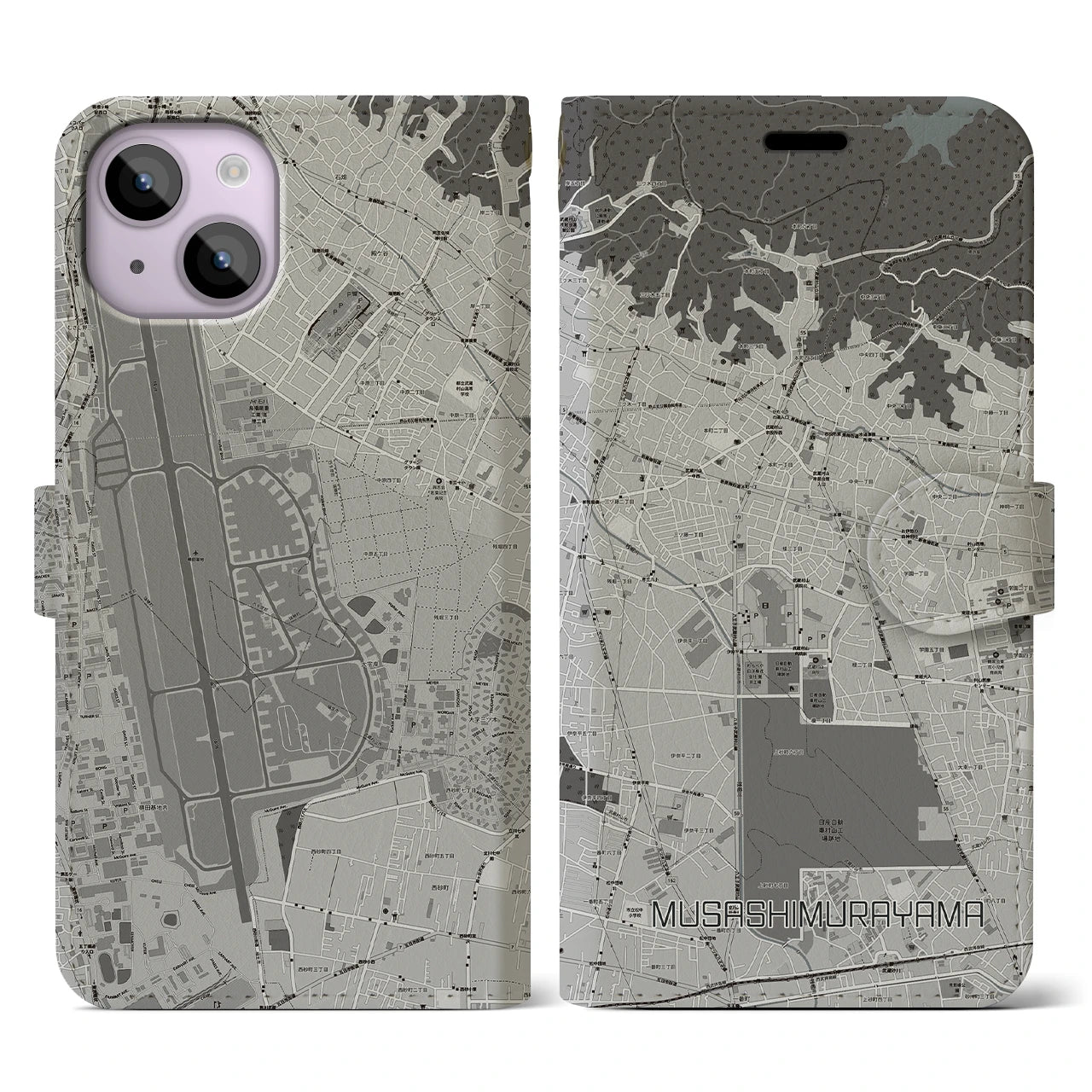 【武蔵村山(東京都)】地図柄iPhoneケース(手帳タイプ)