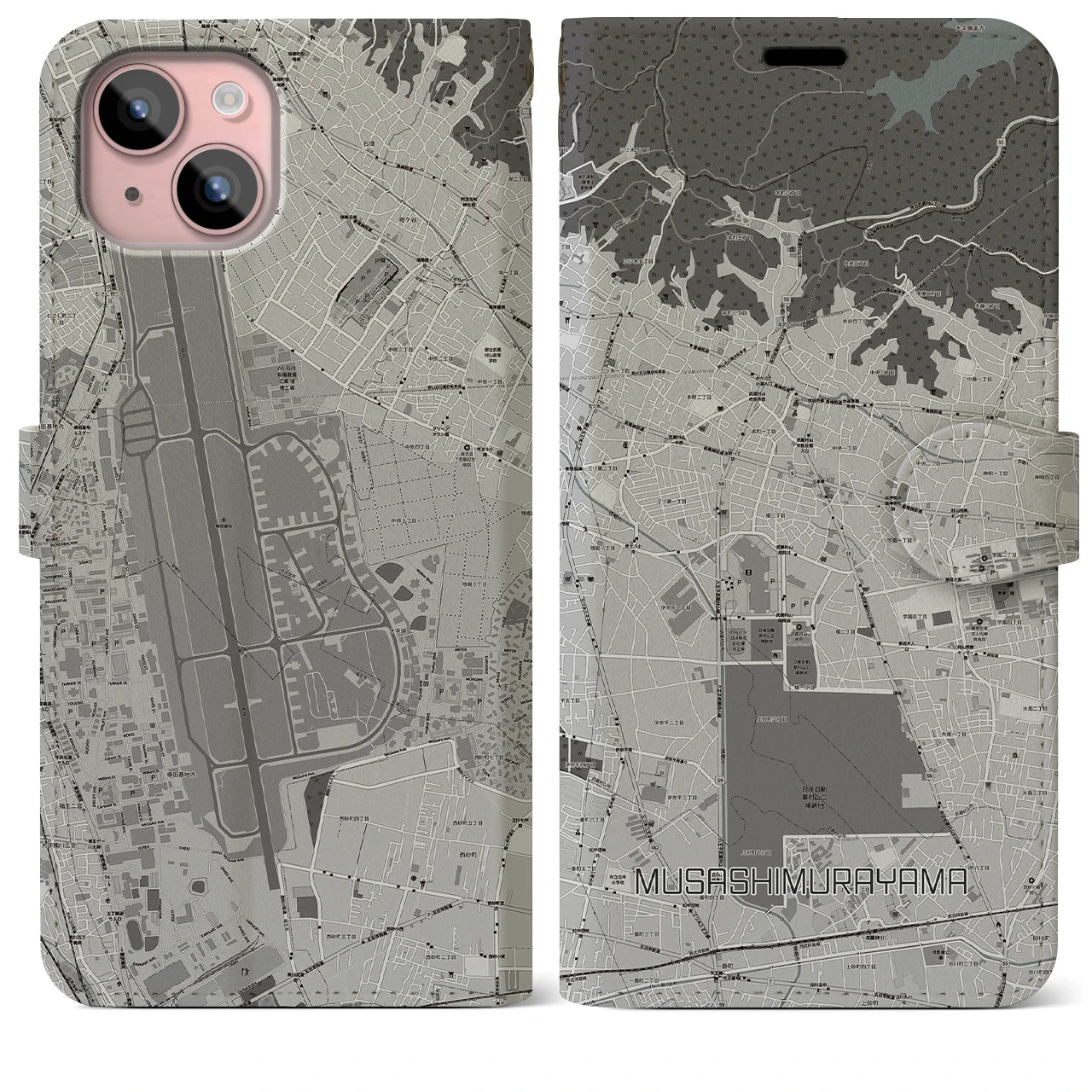 【武蔵村山(東京都)】地図柄iPhoneケース(手帳タイプ)