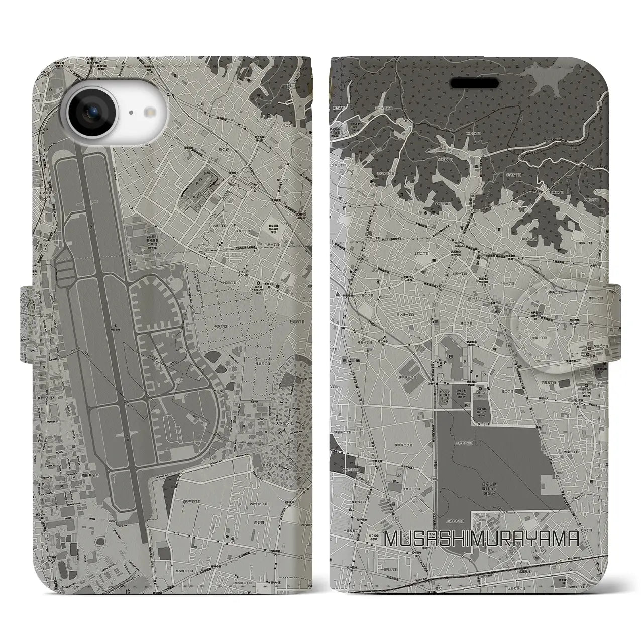 【武蔵村山(東京都)】地図柄iPhoneケース(手帳タイプ)