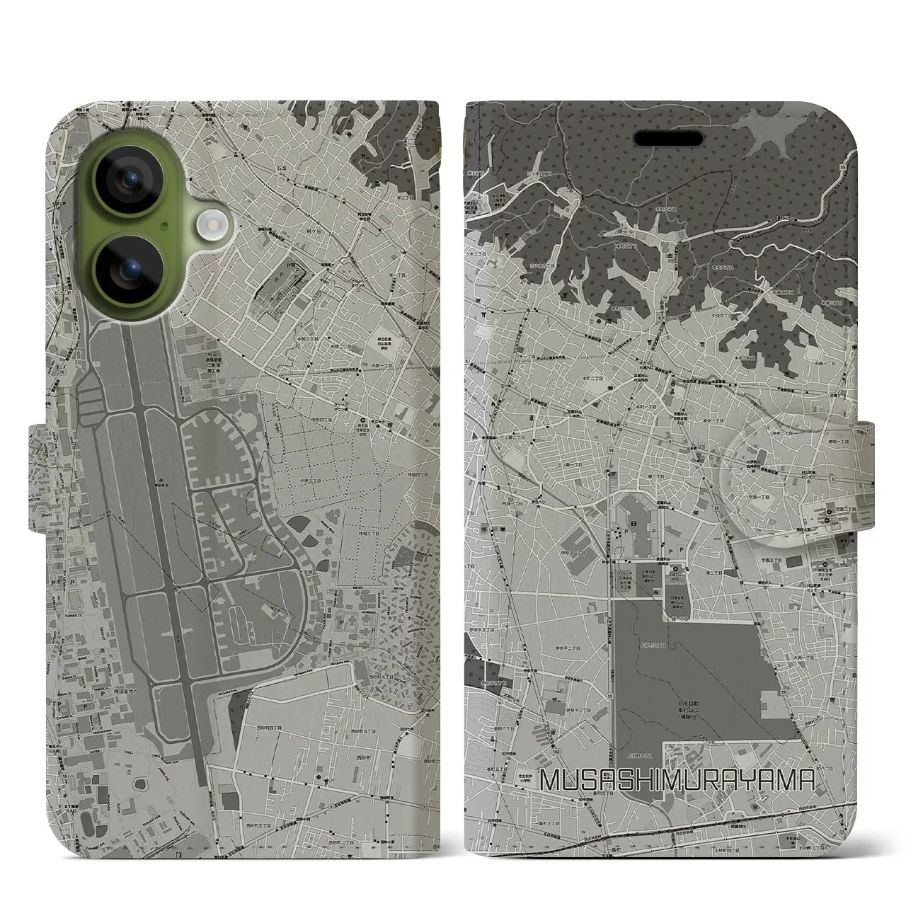 【武蔵村山(東京都)】地図柄iPhoneケース(手帳タイプ)