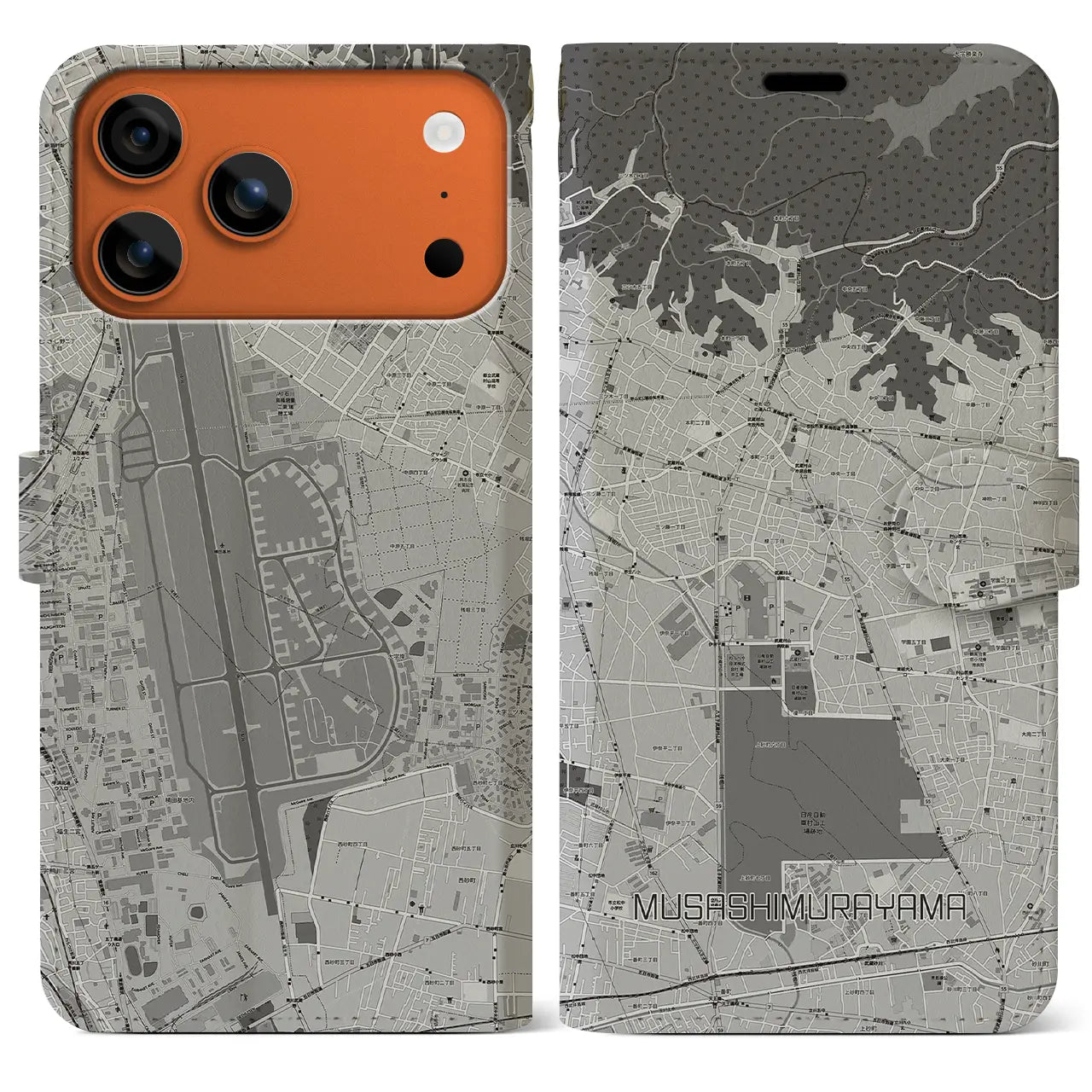 【武蔵村山(東京都)】地図柄iPhoneケース(手帳タイプ)