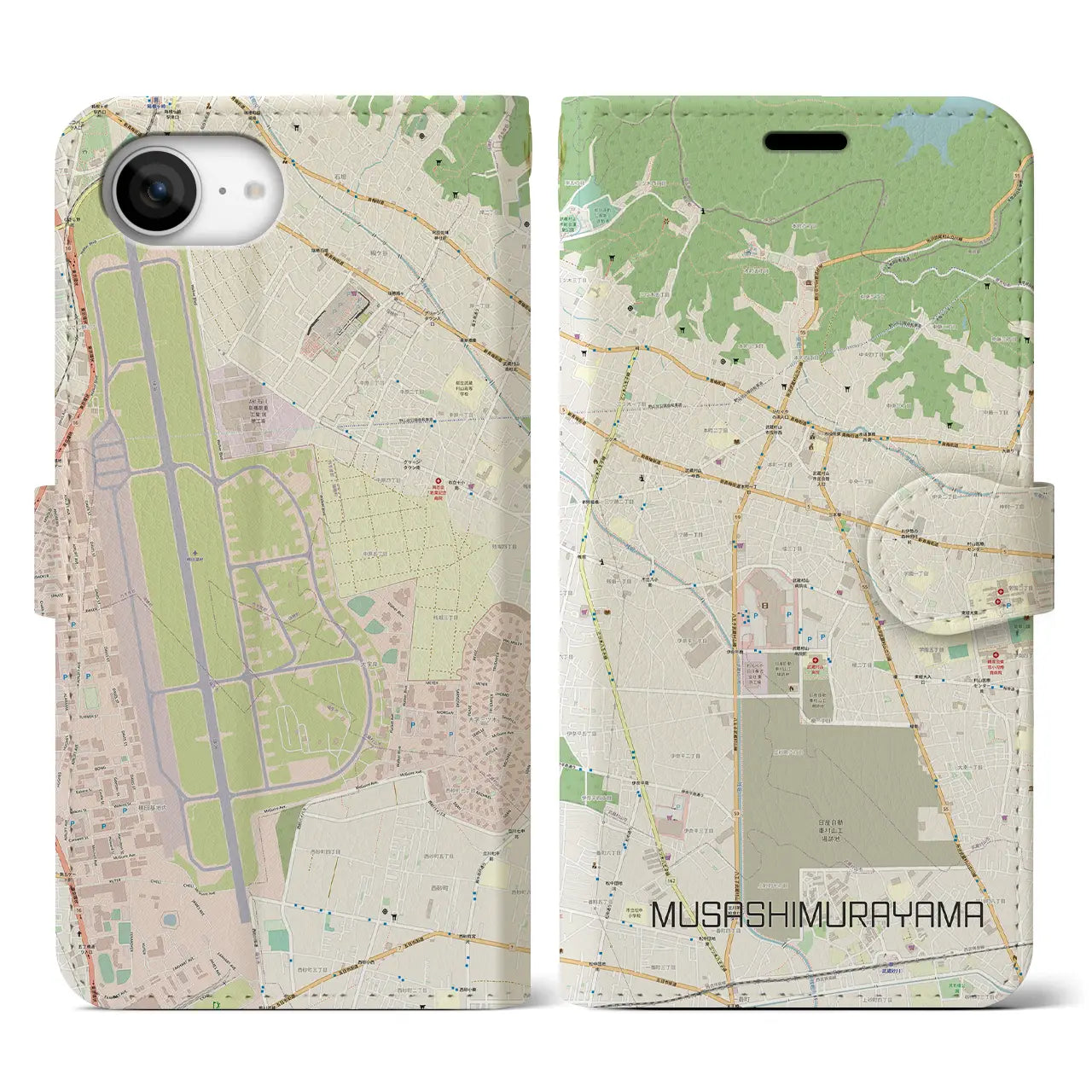 【武蔵村山(東京都)】地図柄iPhoneケース(手帳タイプ)