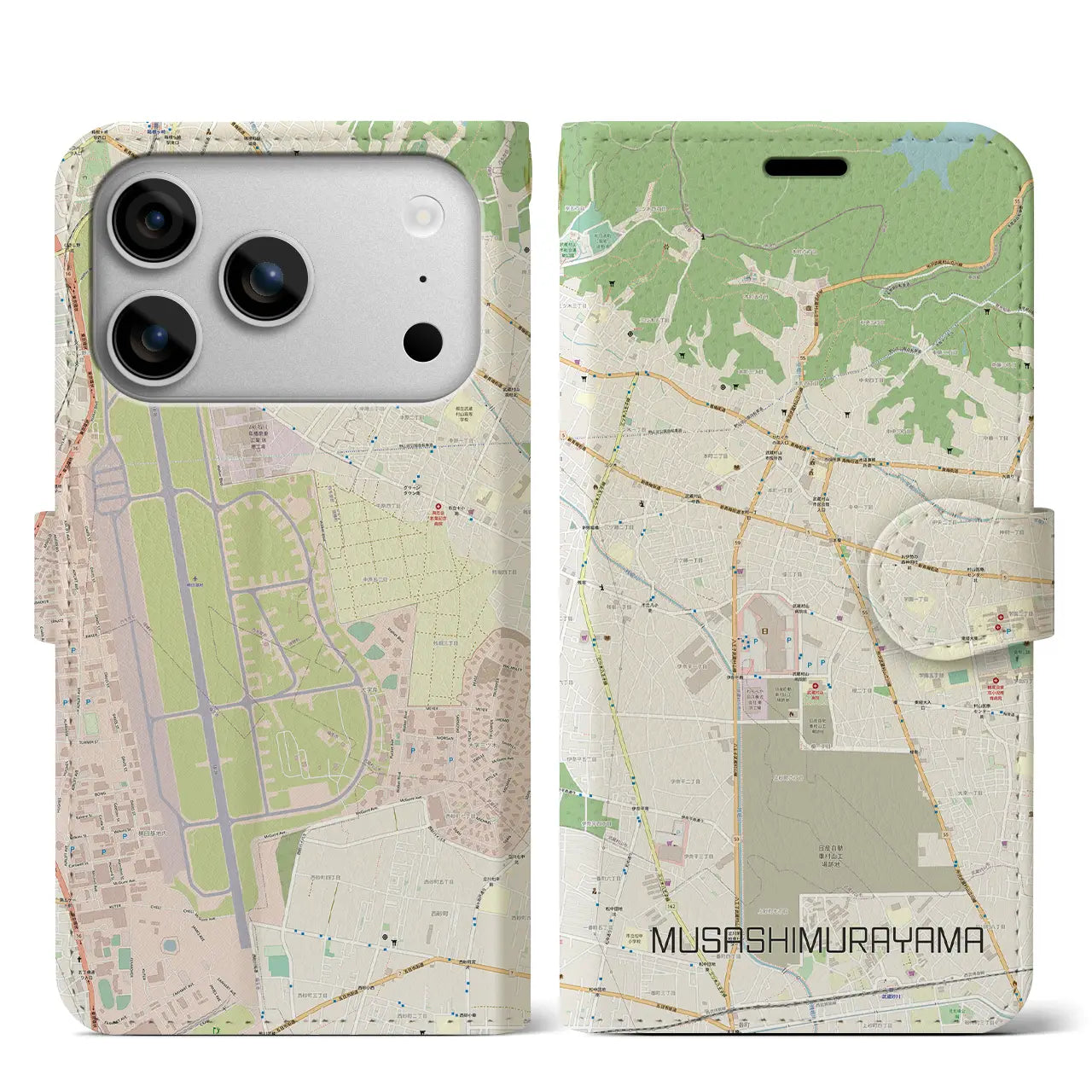 【武蔵村山(東京都)】地図柄iPhoneケース(手帳タイプ)