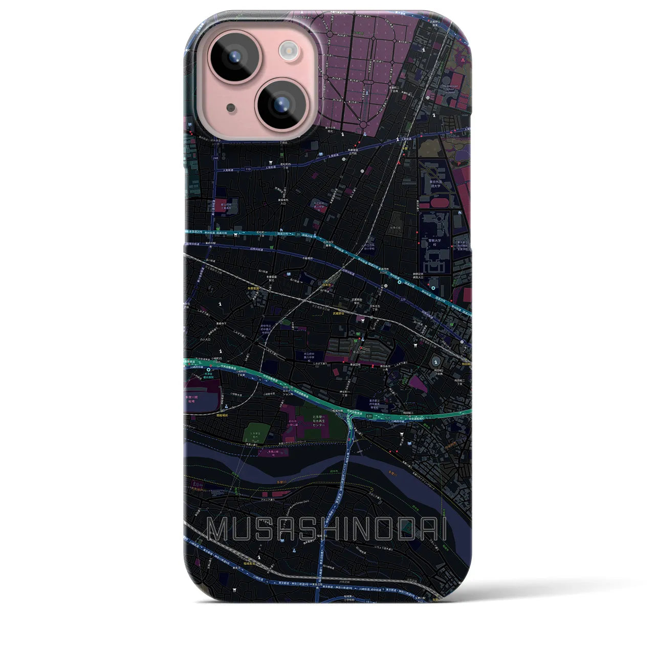 【武蔵野台(東京都)】地図柄iPhoneケース(バックカバータイプ)