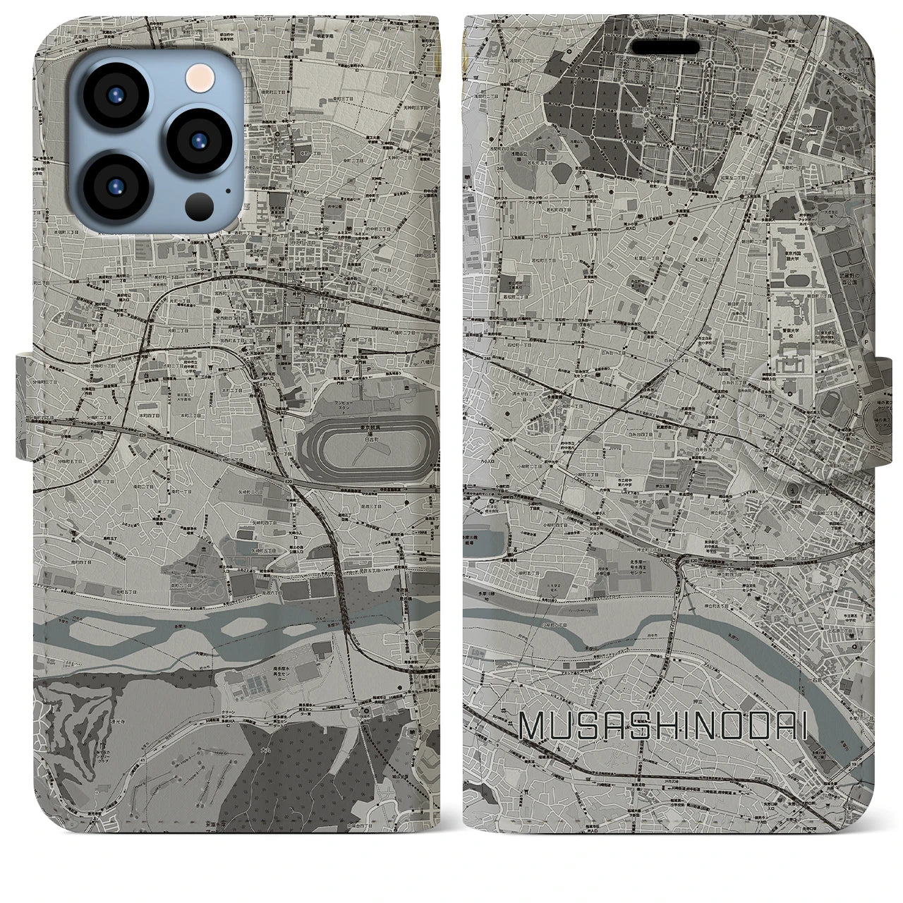 【武蔵野台(東京都)】地図柄iPhoneケース(手帳タイプ)