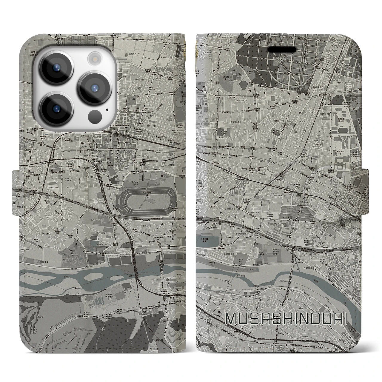 【武蔵野台(東京都)】地図柄iPhoneケース(手帳タイプ)