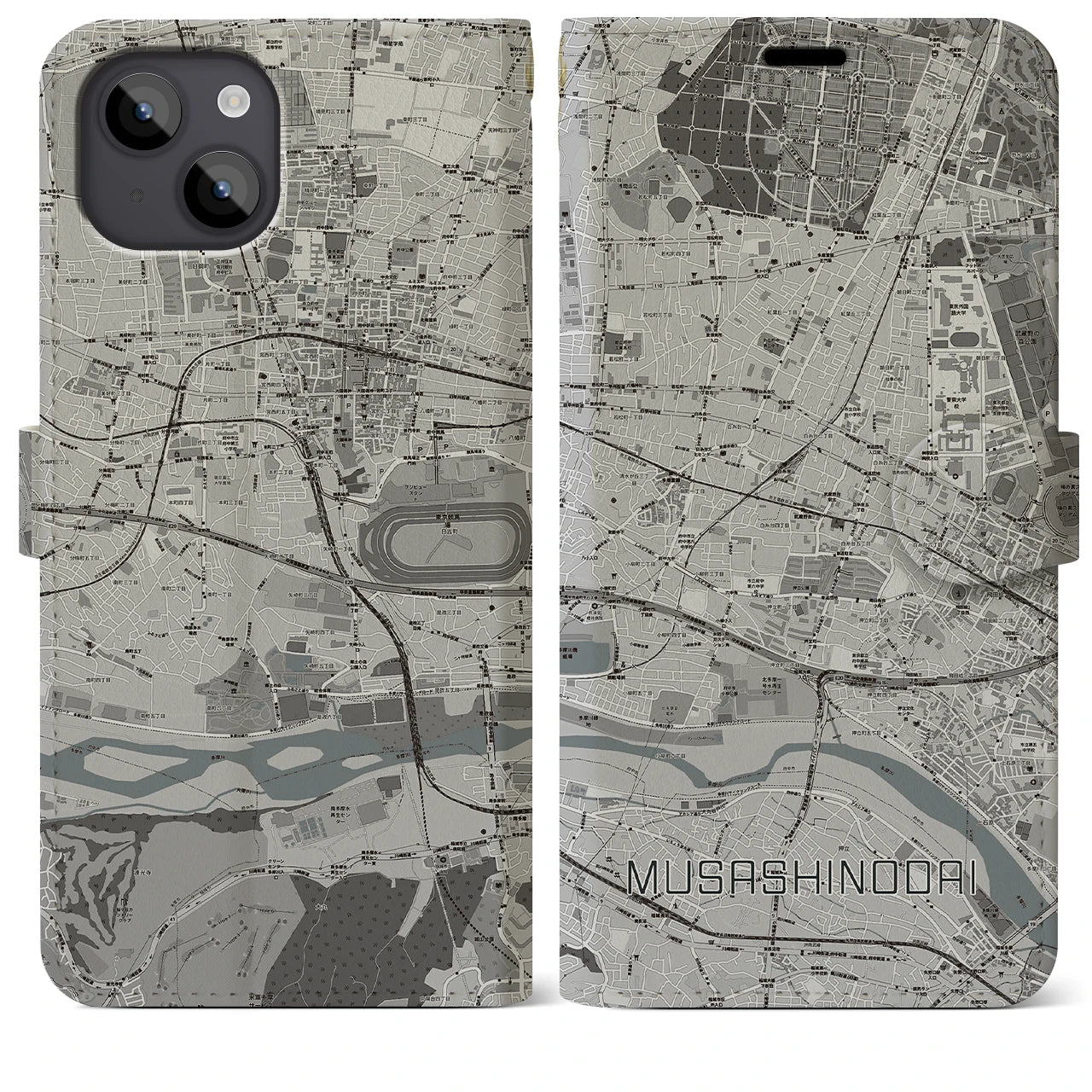 【武蔵野台(東京都)】地図柄iPhoneケース(手帳タイプ)