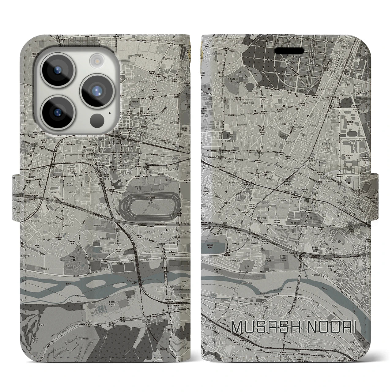 【武蔵野台(東京都)】地図柄iPhoneケース(手帳タイプ)