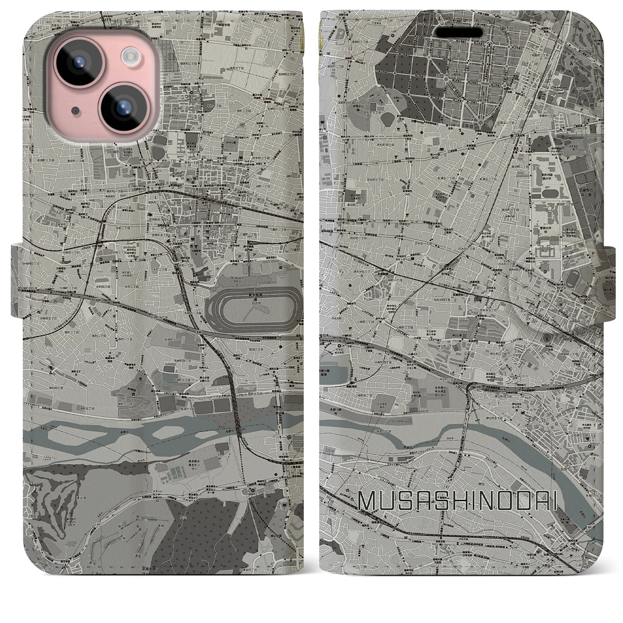 【武蔵野台(東京都)】地図柄iPhoneケース(手帳タイプ)