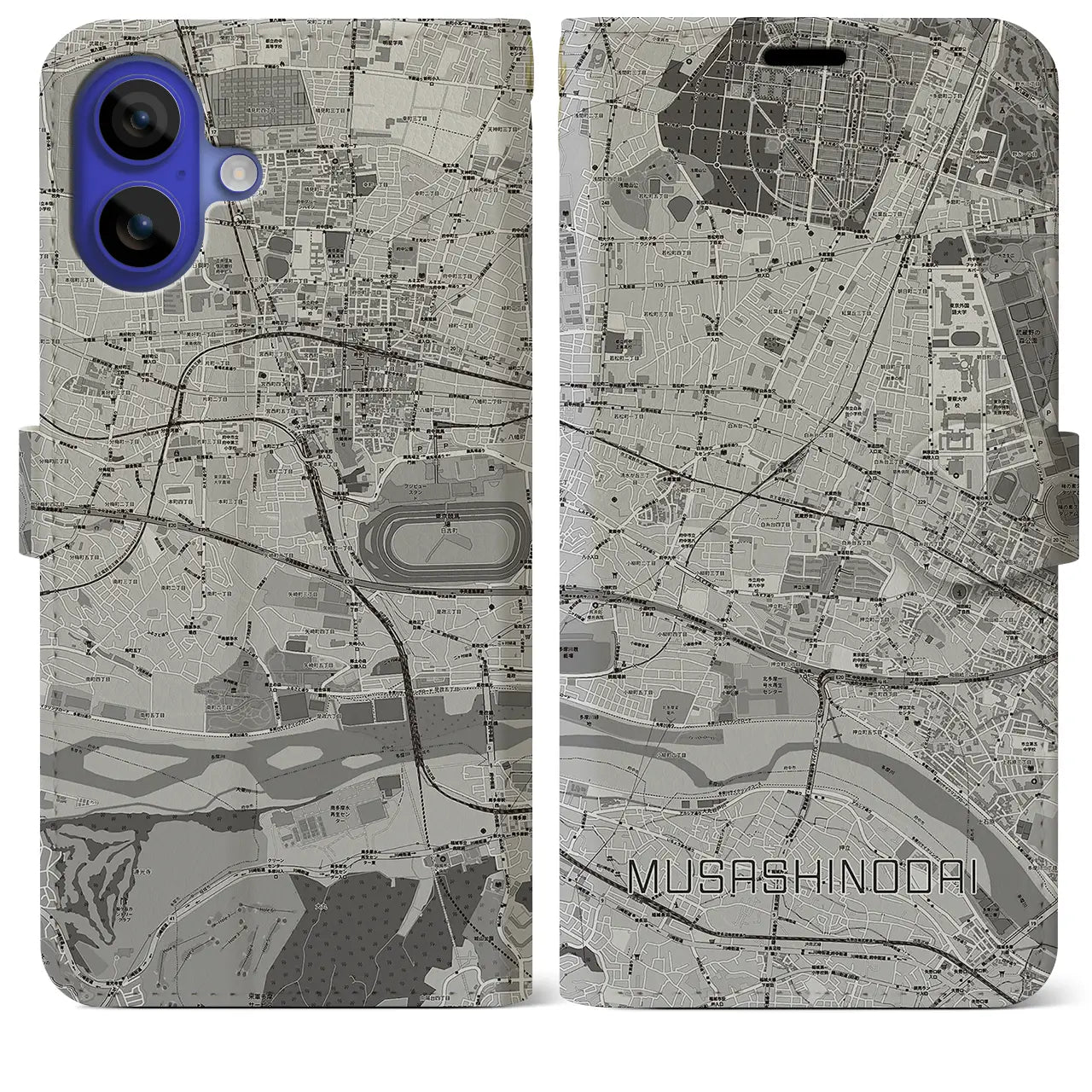 【武蔵野台(東京都)】地図柄iPhoneケース(手帳タイプ)