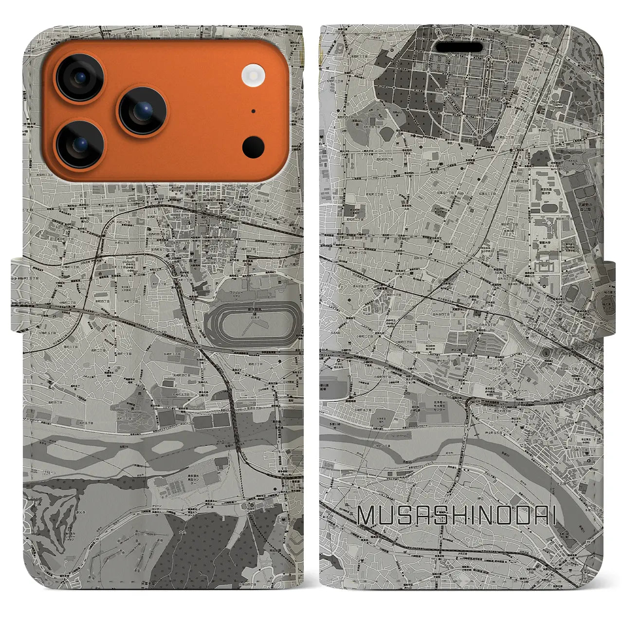 【武蔵野台(東京都)】地図柄iPhoneケース(手帳タイプ)