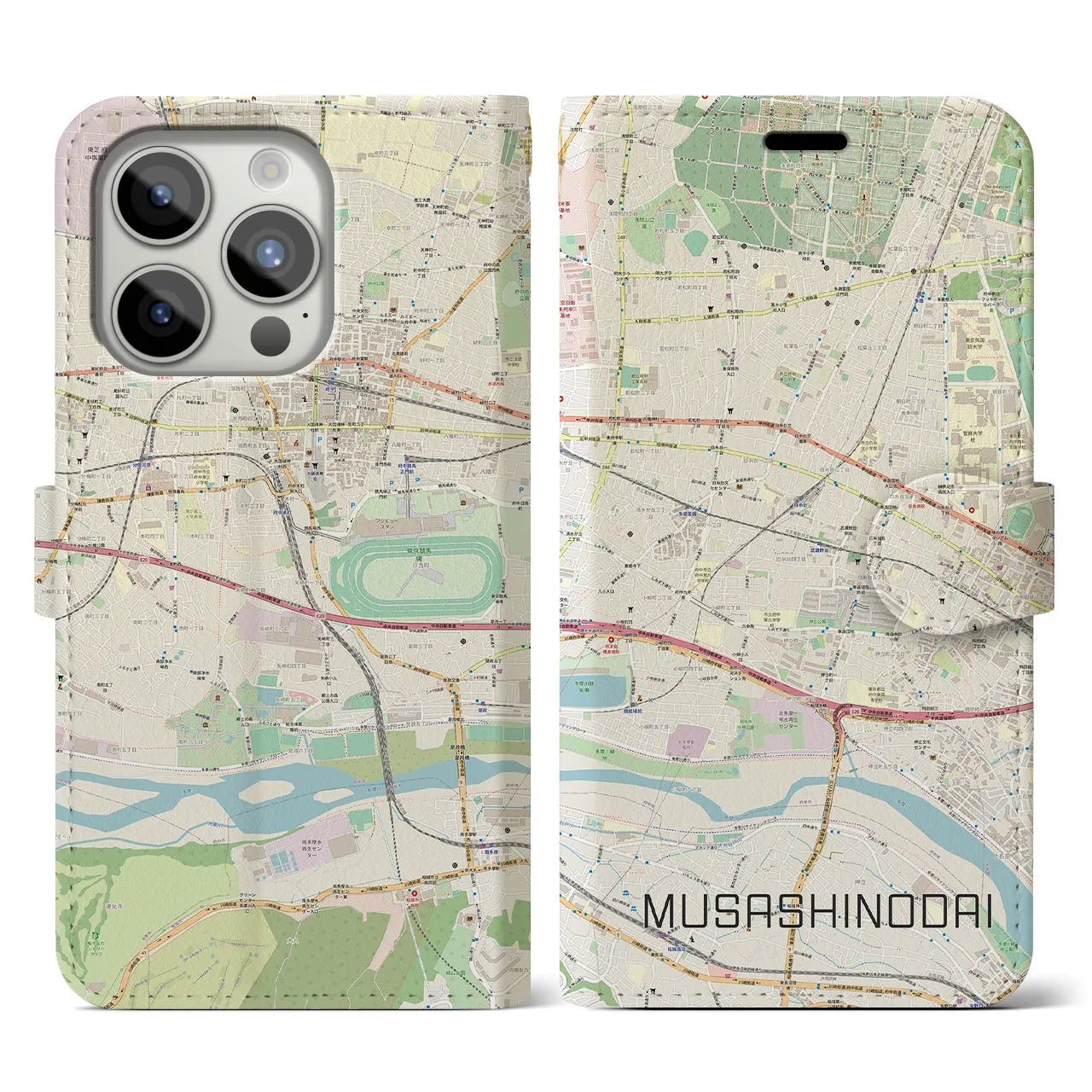 【武蔵野台(東京都)】地図柄iPhoneケース(手帳タイプ)