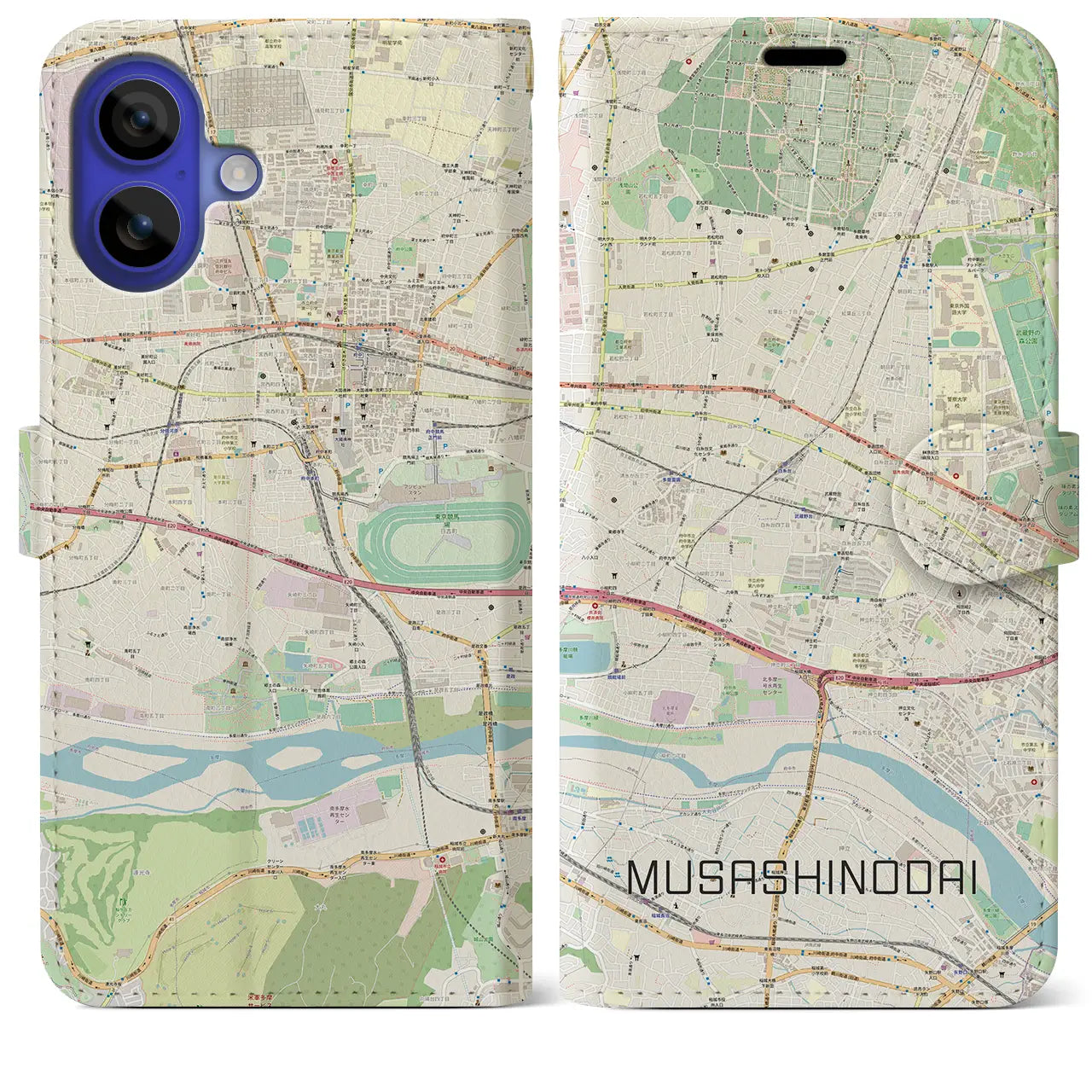 【武蔵野台(東京都)】地図柄iPhoneケース(手帳タイプ)