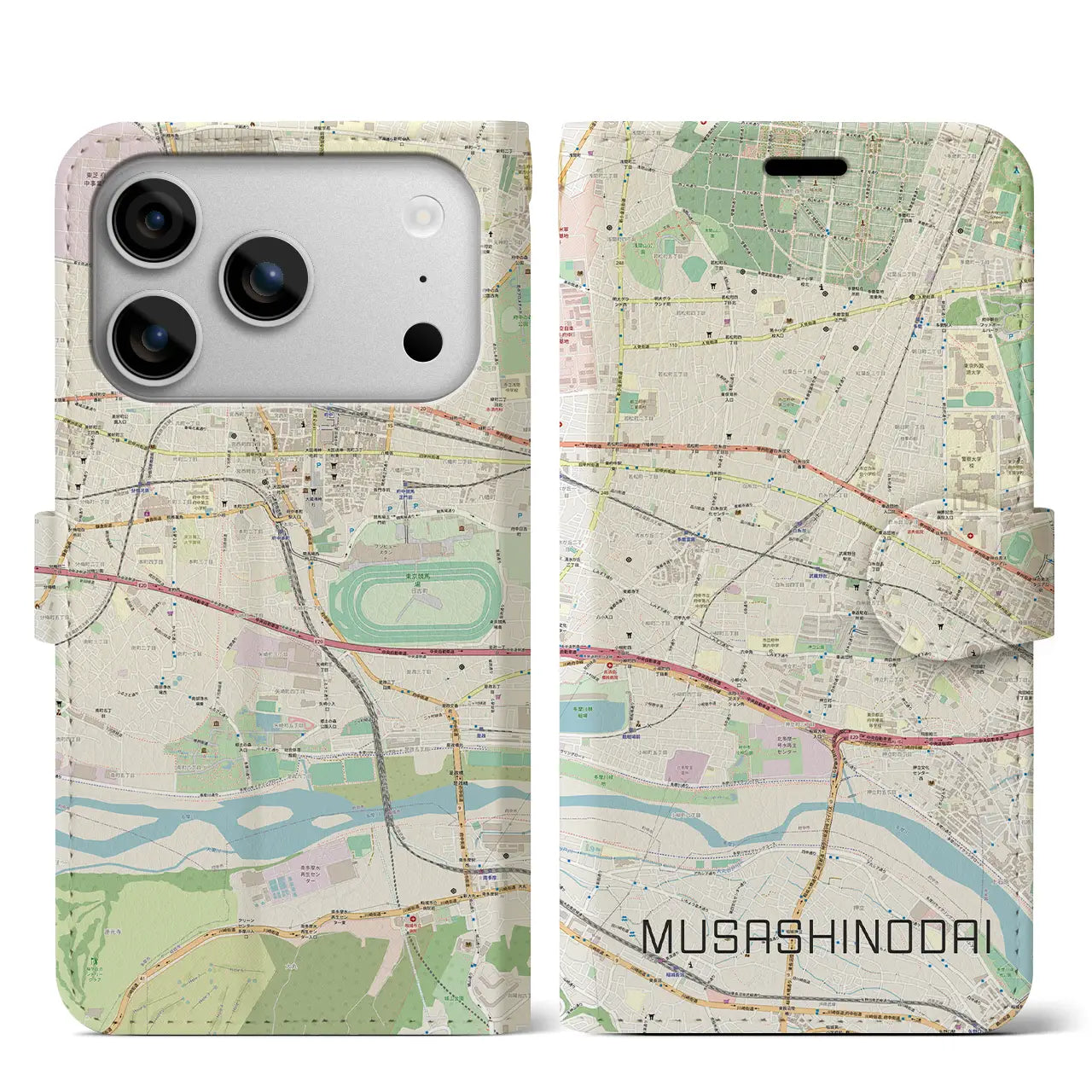 【武蔵野台(東京都)】地図柄iPhoneケース(手帳タイプ)