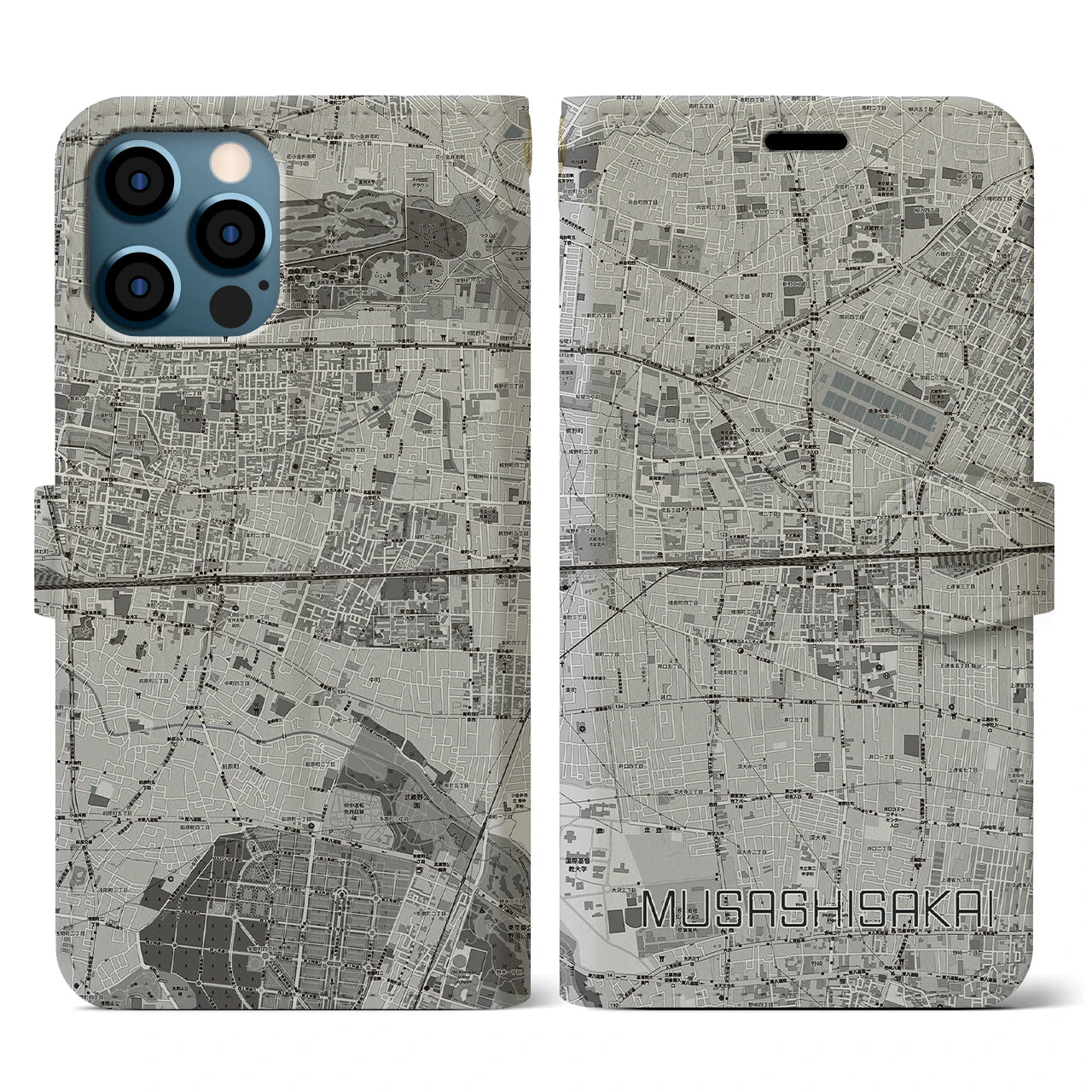 【武蔵境2(東京都)】地図柄iPhoneケース(手帳タイプ)