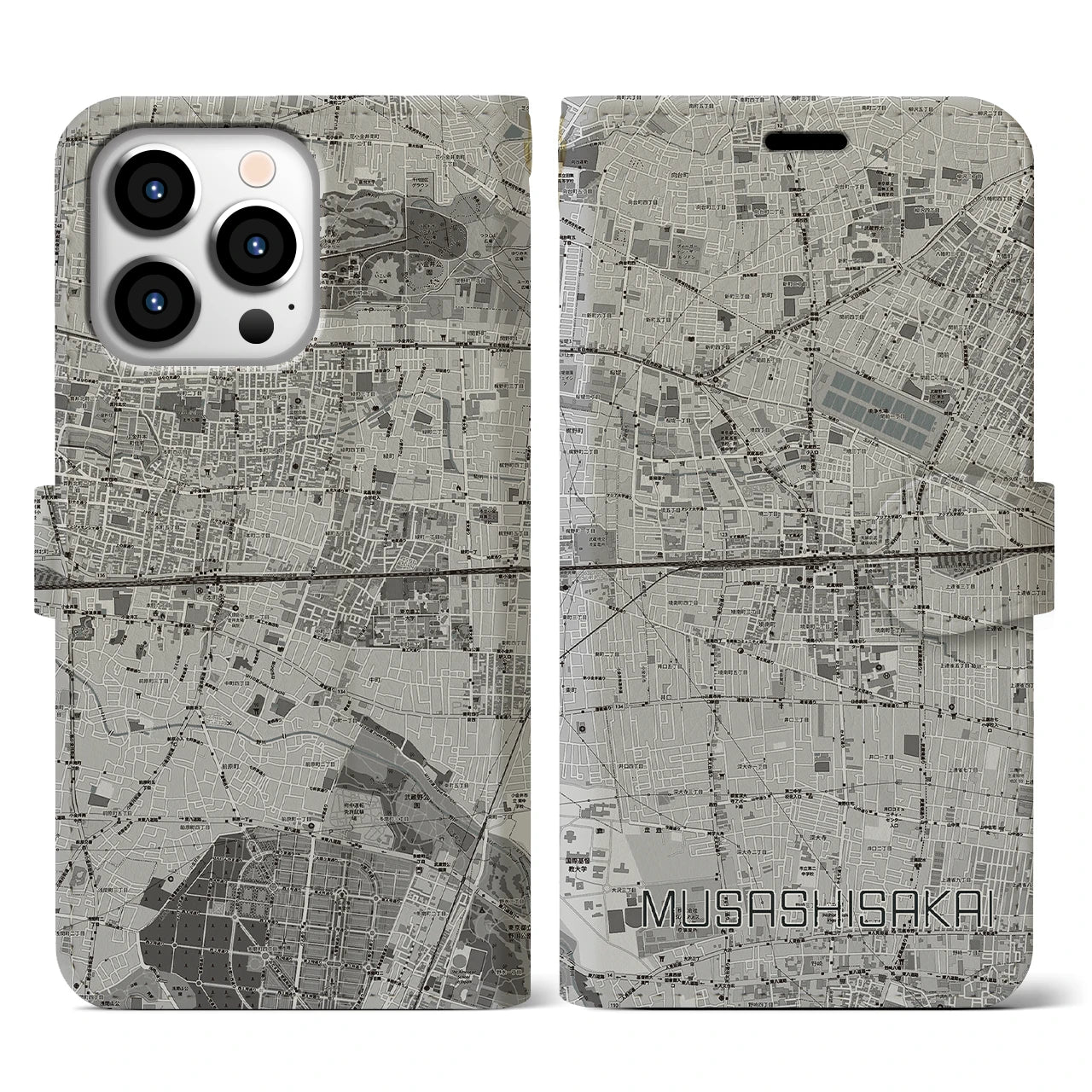 【武蔵境2(東京都)】地図柄iPhoneケース(手帳タイプ)