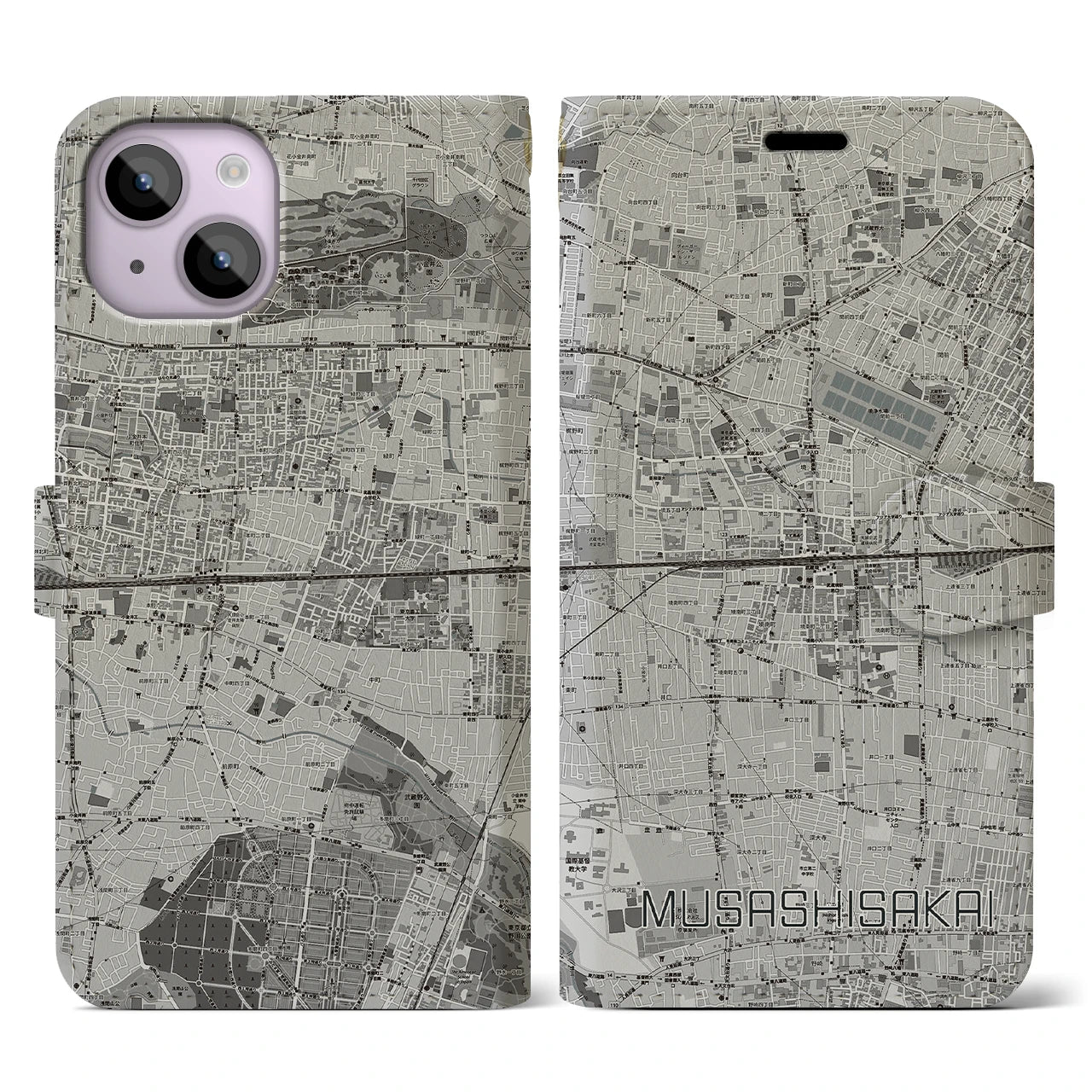 【武蔵境2(東京都)】地図柄iPhoneケース(手帳タイプ)