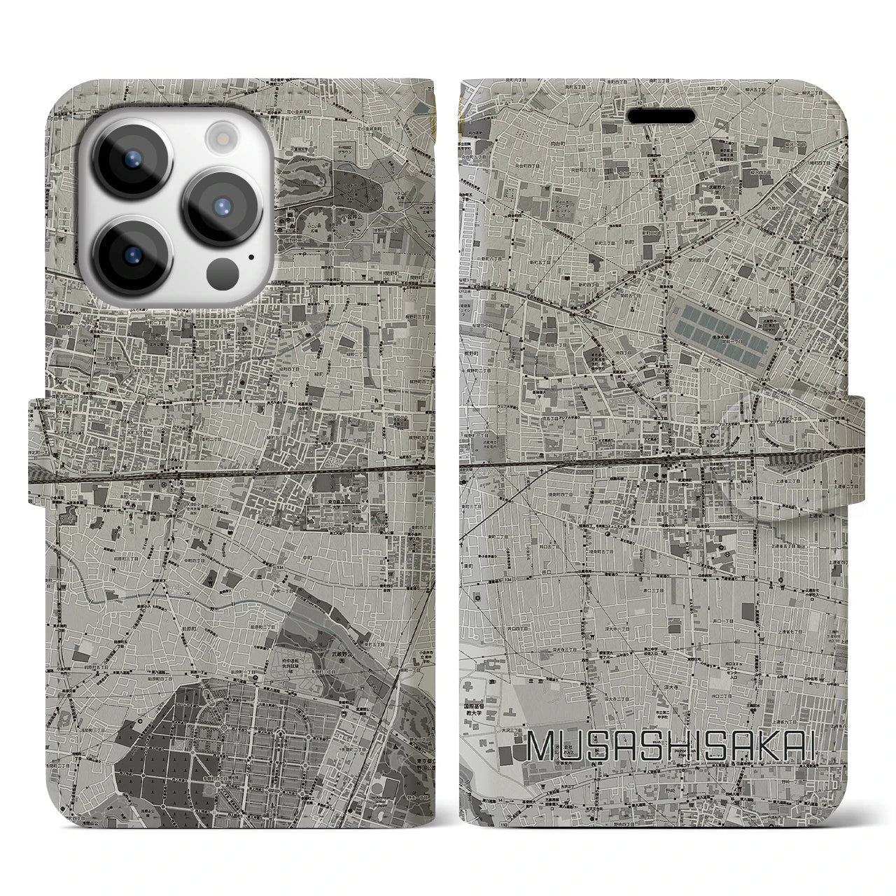 【武蔵境2(東京都)】地図柄iPhoneケース(手帳タイプ)