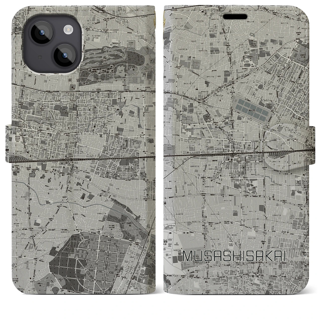 【武蔵境2(東京都)】地図柄iPhoneケース(手帳タイプ)