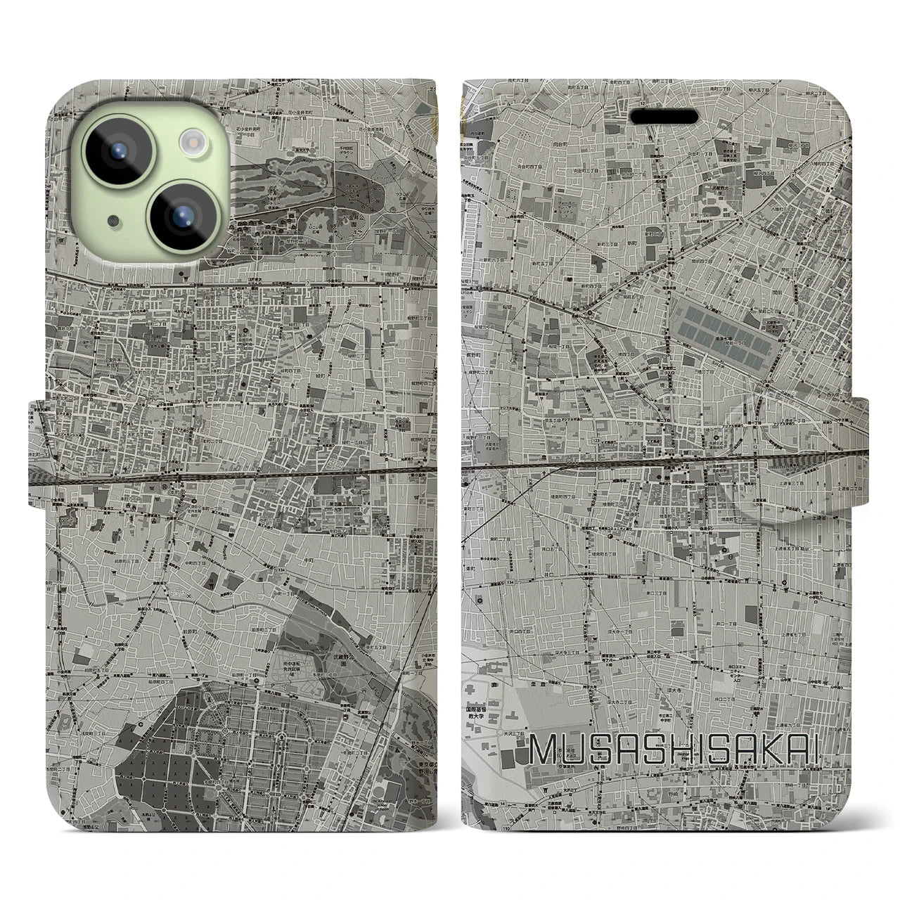 【武蔵境2(東京都)】地図柄iPhoneケース(手帳タイプ)