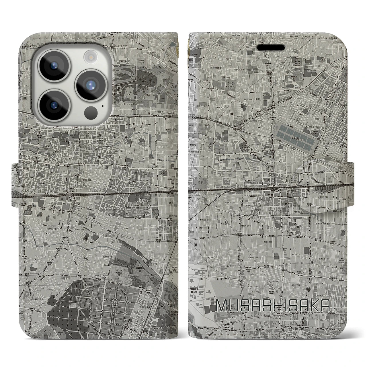 【武蔵境2(東京都)】地図柄iPhoneケース(手帳タイプ)