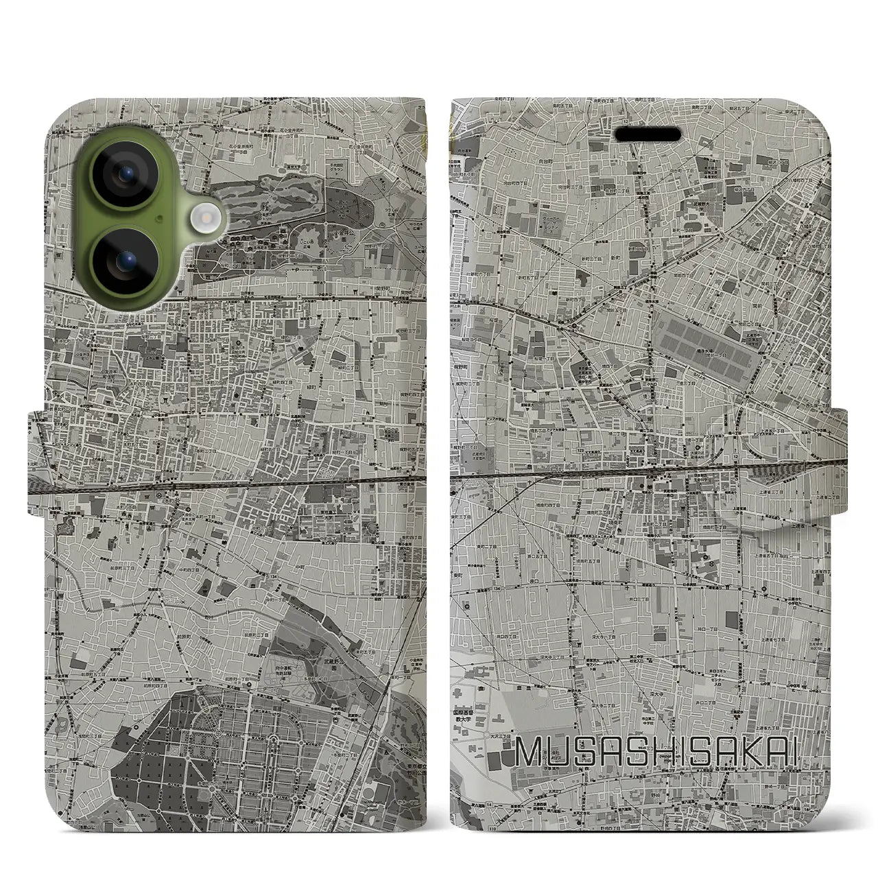 【武蔵境2(東京都)】地図柄iPhoneケース(手帳タイプ)