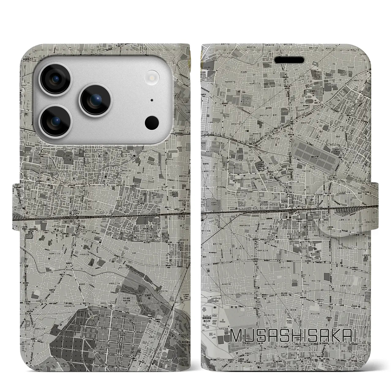 【武蔵境2(東京都)】地図柄iPhoneケース(手帳タイプ)