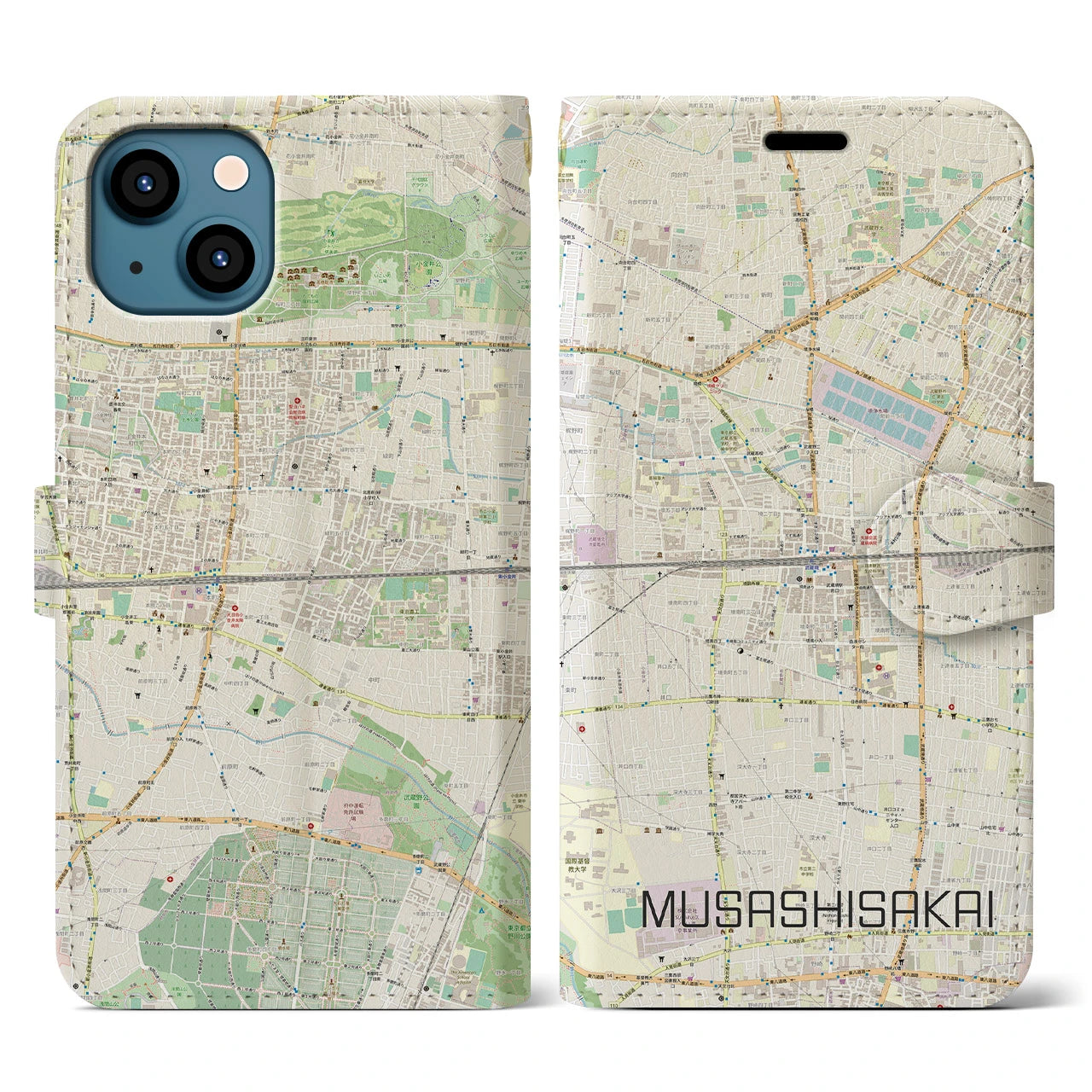 【武蔵境2(東京都)】地図柄iPhoneケース(手帳タイプ)