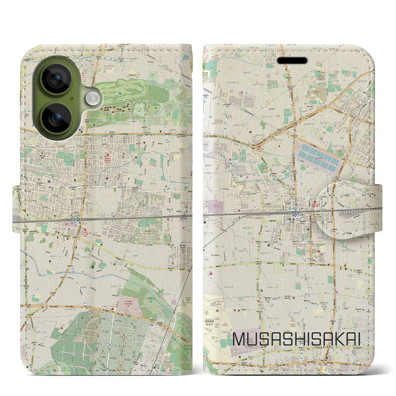 【武蔵境2(東京都)】地図柄iPhoneケース(手帳タイプ)