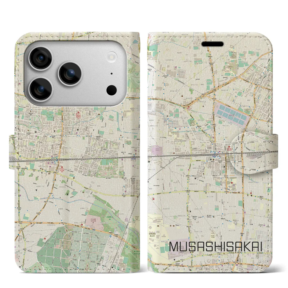 【武蔵境2(東京都)】地図柄iPhoneケース(手帳タイプ)ナチュラル・iPhone 17 Pro Max 用