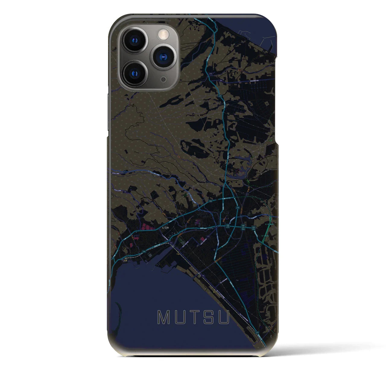 【むつ(青森県)】地図柄iPhoneケース(バックカバータイプ)