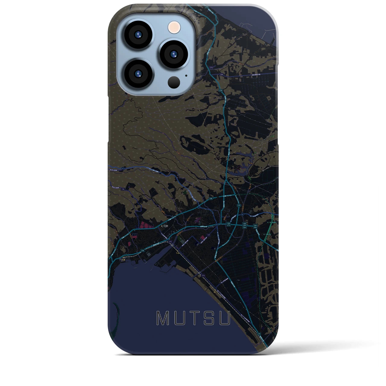 【むつ(青森県)】地図柄iPhoneケース(バックカバータイプ)