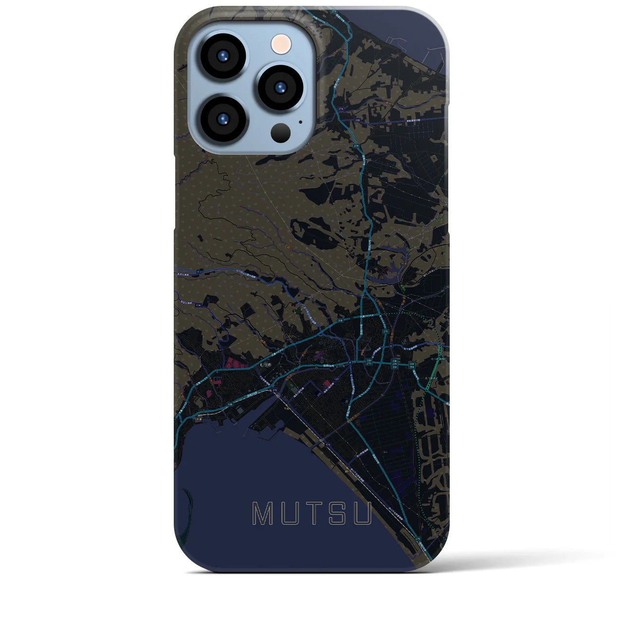 【むつ(青森県)】地図柄iPhoneケース(バックカバータイプ)