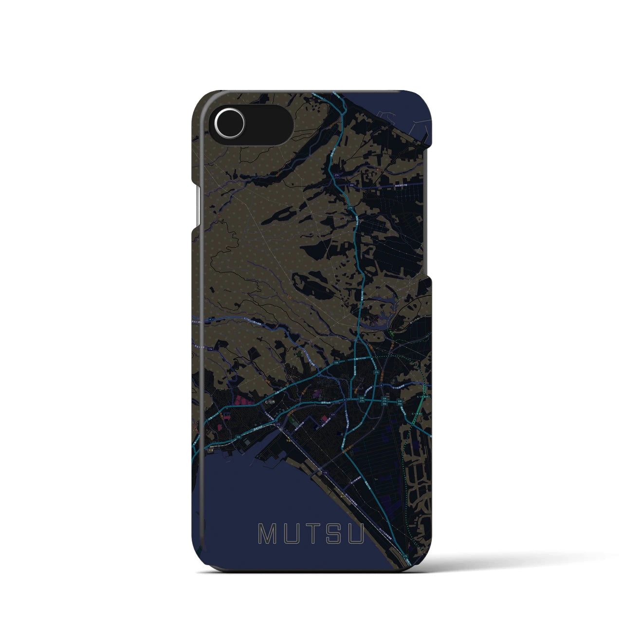 【むつ(青森県)】地図柄iPhoneケース(バックカバータイプ)