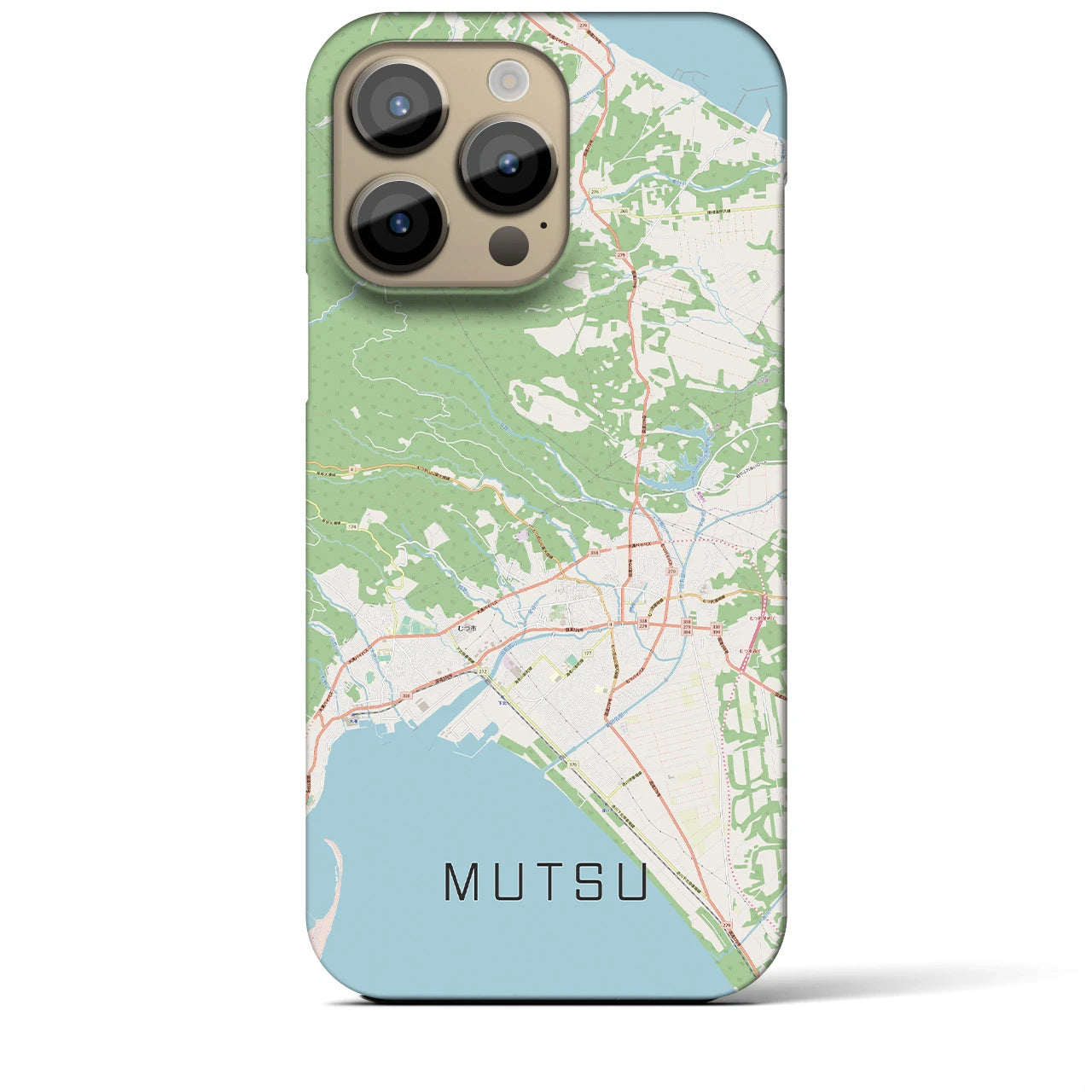 【むつ(青森県)】地図柄iPhoneケース(バックカバータイプ)
