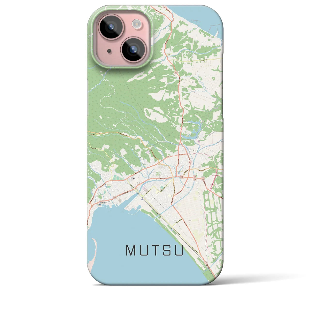 【むつ(青森県)】地図柄iPhoneケース(バックカバータイプ)