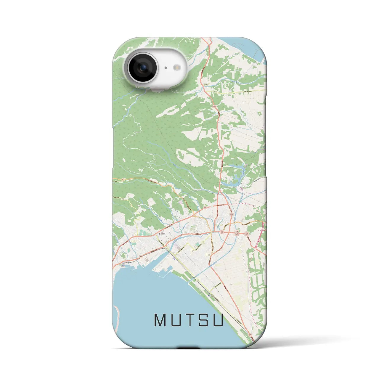 【むつ(青森県)】地図柄iPhoneケース(バックカバータイプ)