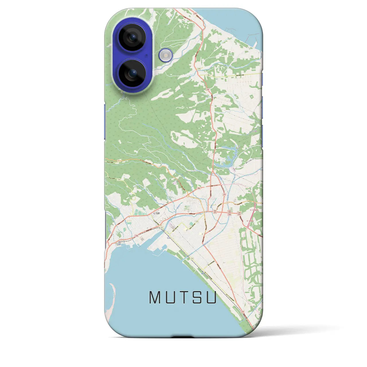 【むつ(青森県)】地図柄iPhoneケース(バックカバータイプ)