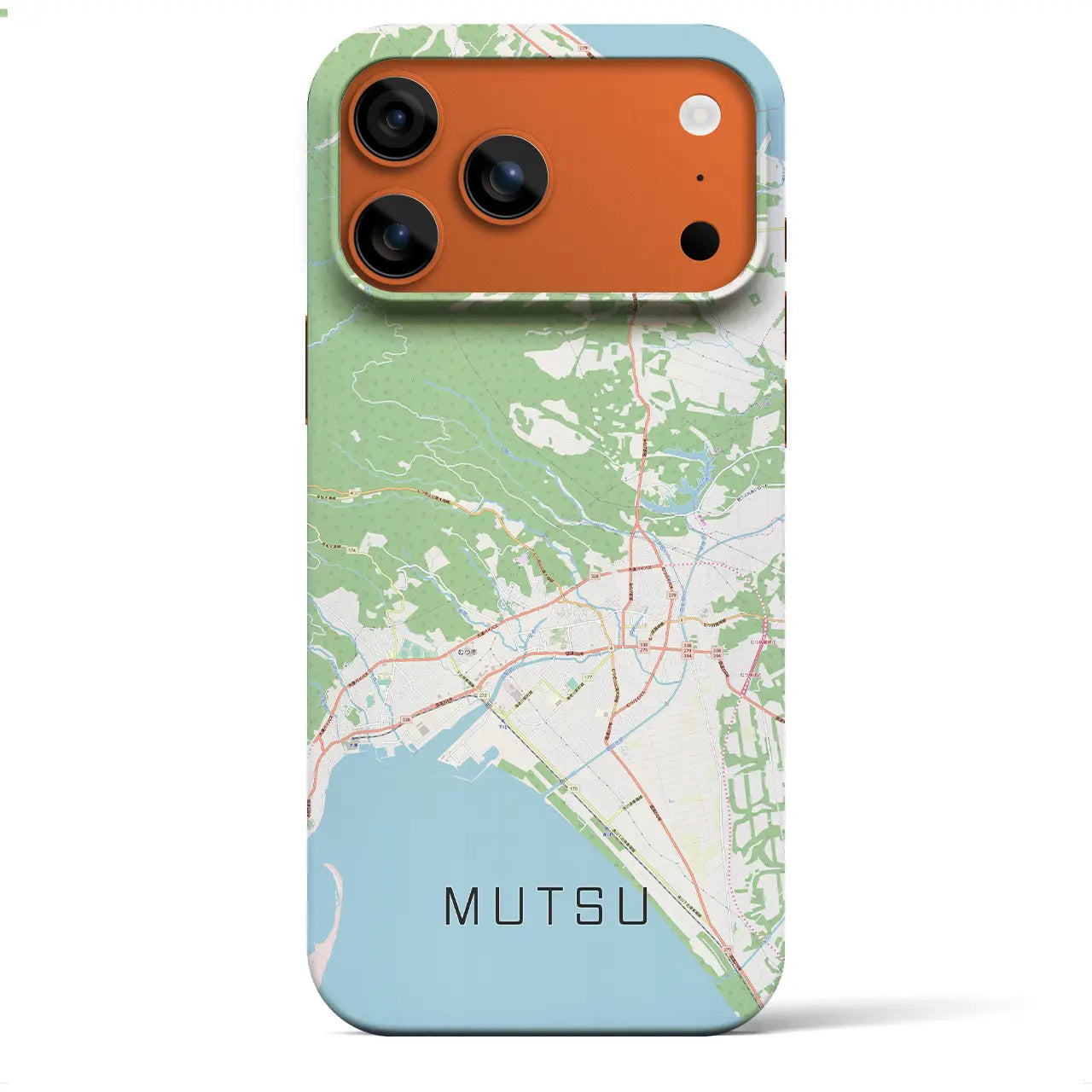 【むつ(青森県)】地図柄iPhoneケース(バックカバータイプ)ナチュラル・iPhone 17 Pro Max 用