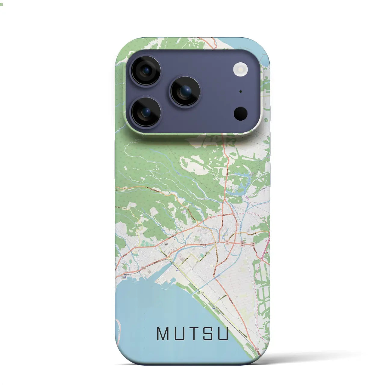 【むつ(青森県)】地図柄iPhoneケース(バックカバータイプ)ブラック・iPhone 17 Pro Max 用