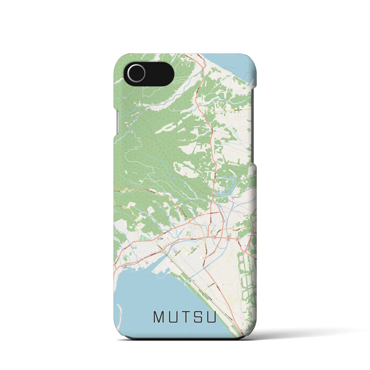 【むつ(青森県)】地図柄iPhoneケース(バックカバータイプ)