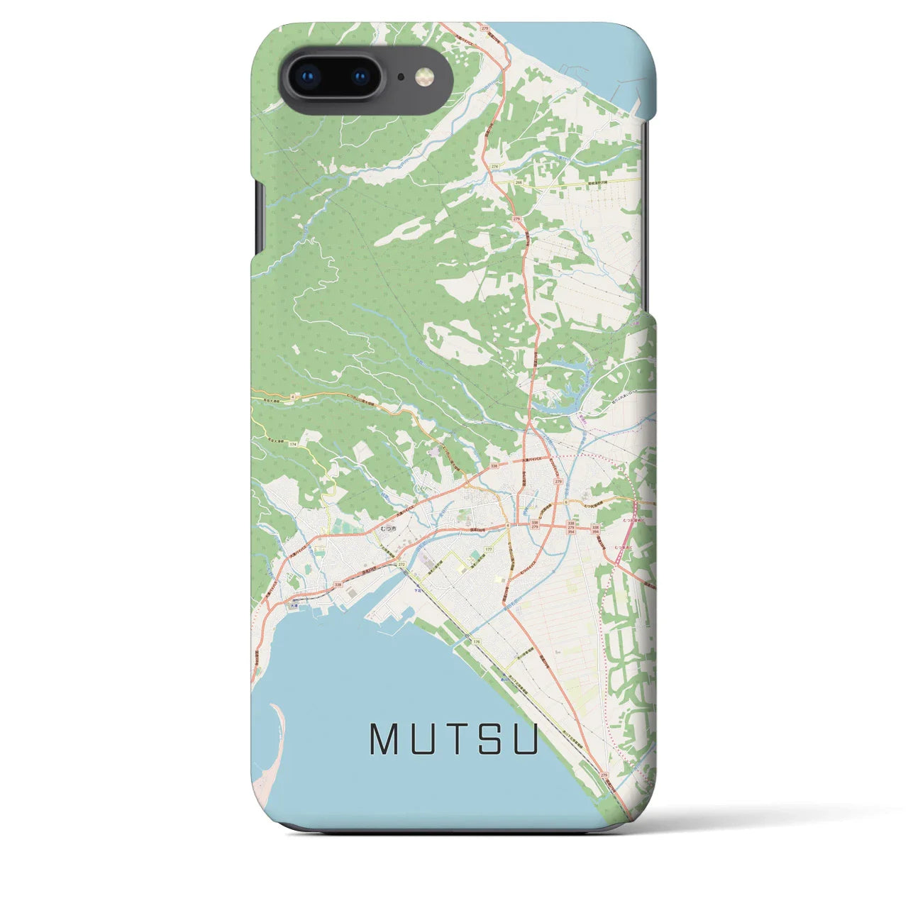 【むつ(青森県)】地図柄iPhoneケース(バックカバータイプ)