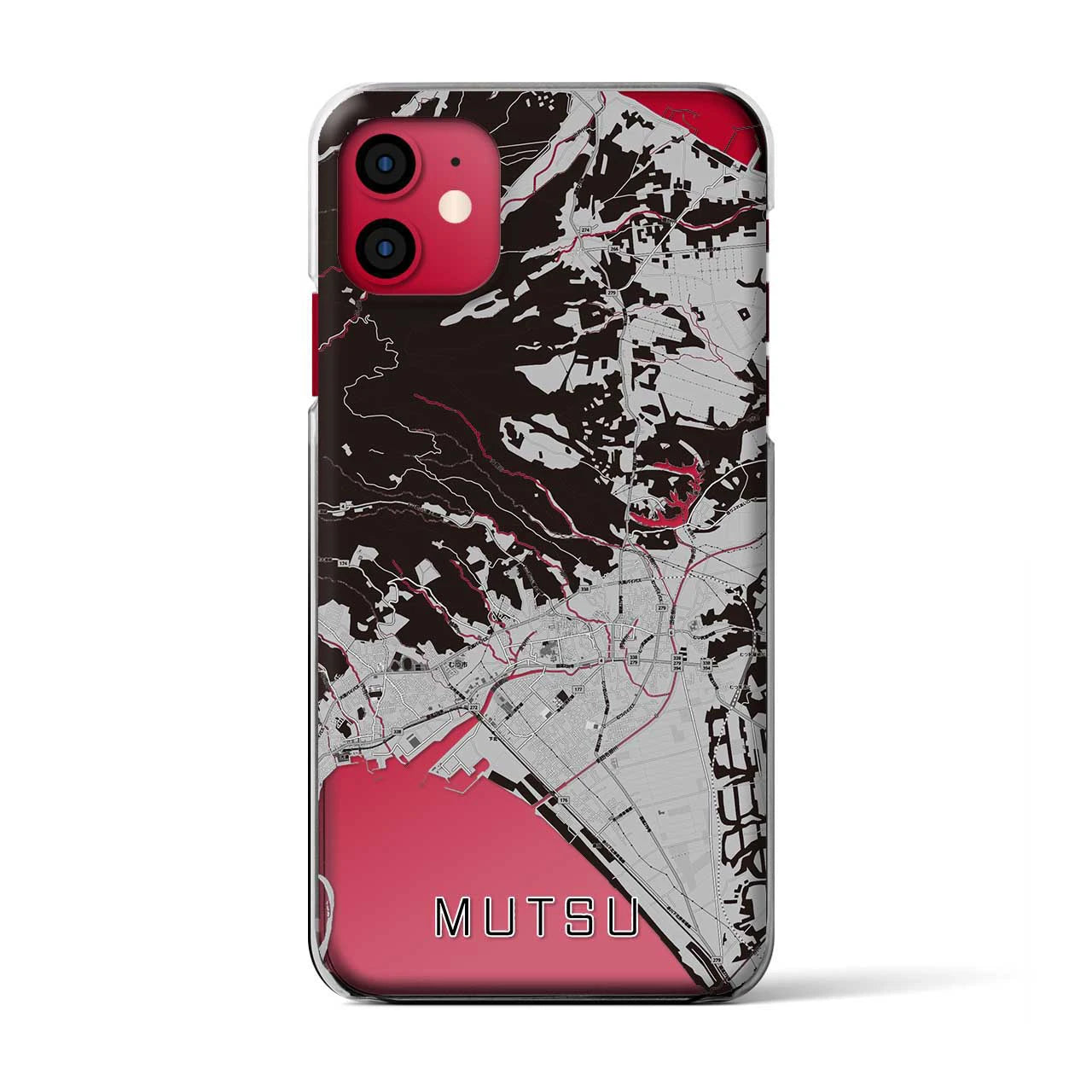 【むつ(青森県)】地図柄iPhoneケース(クリアタイプ)