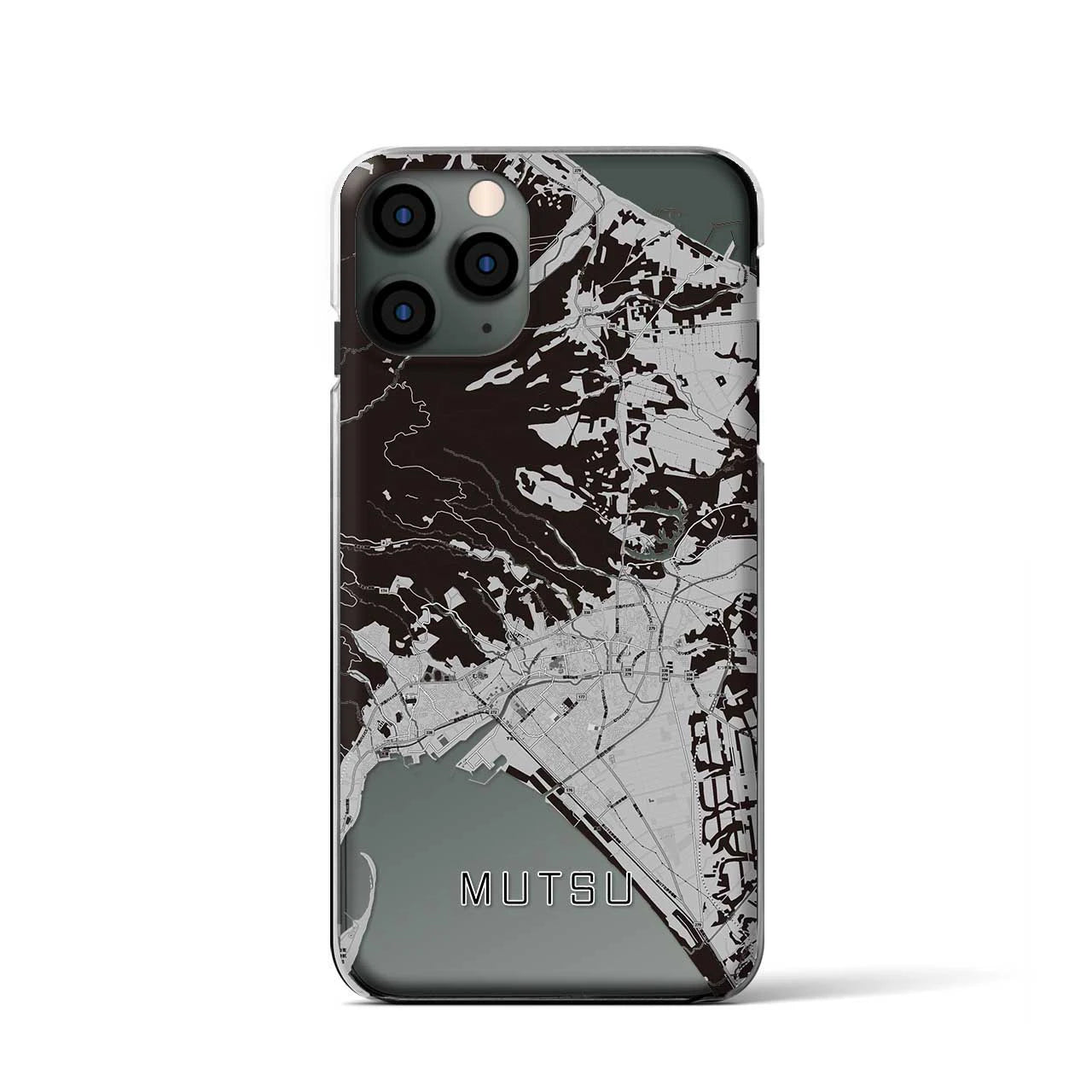 【むつ(青森県)】地図柄iPhoneケース(クリアタイプ)